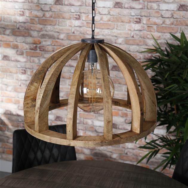 Hanglamp Ø60 gebogen houten spijlen