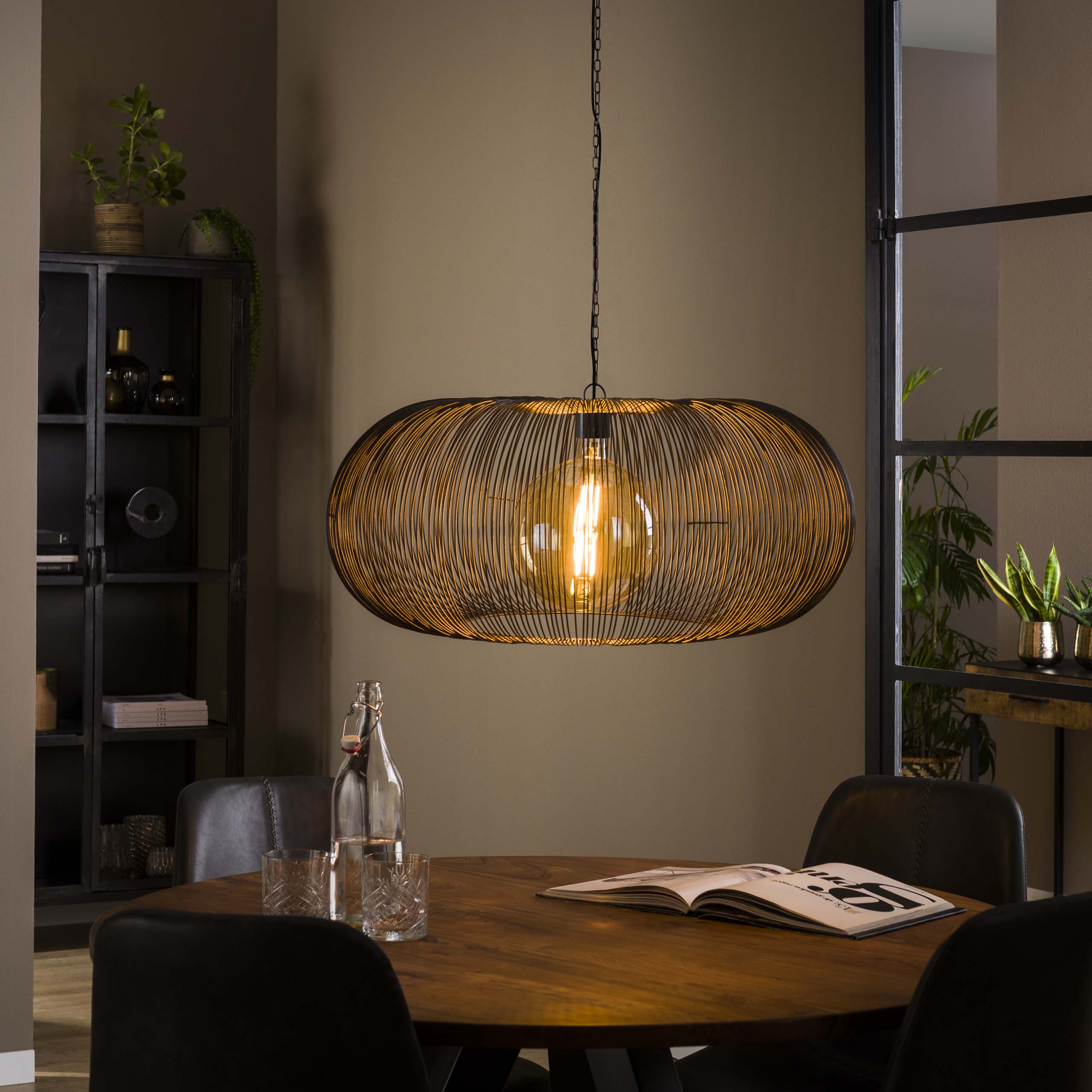 Hanglamp Copper Twist 1-lichts Ø70cm / Zwart nikkel
