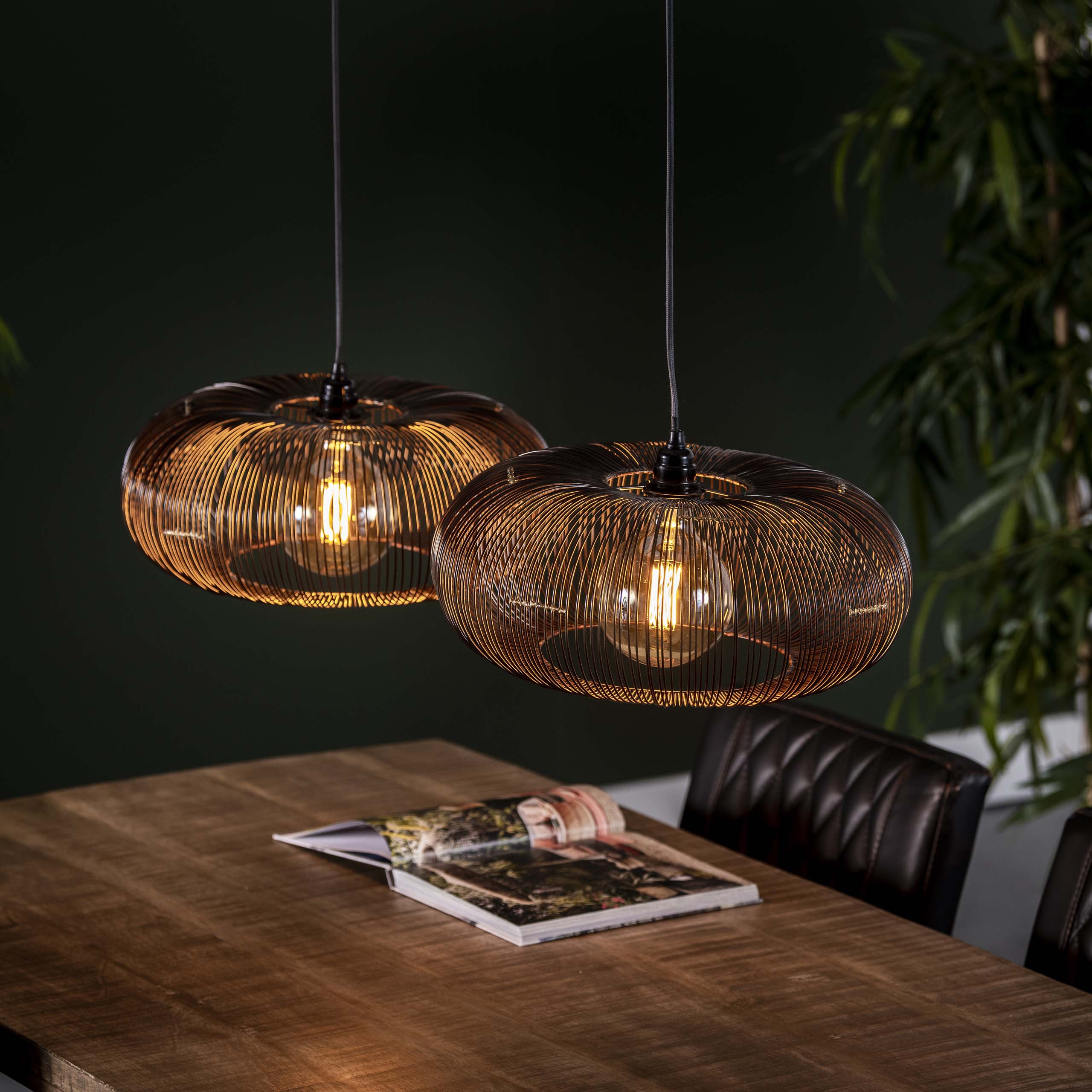 Hanglamp Copper Twist 2-lichts / Zwart nikkel
