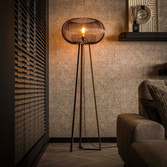 Vloerlamp Copper Twist 1 Lichts Zwart Nikkel