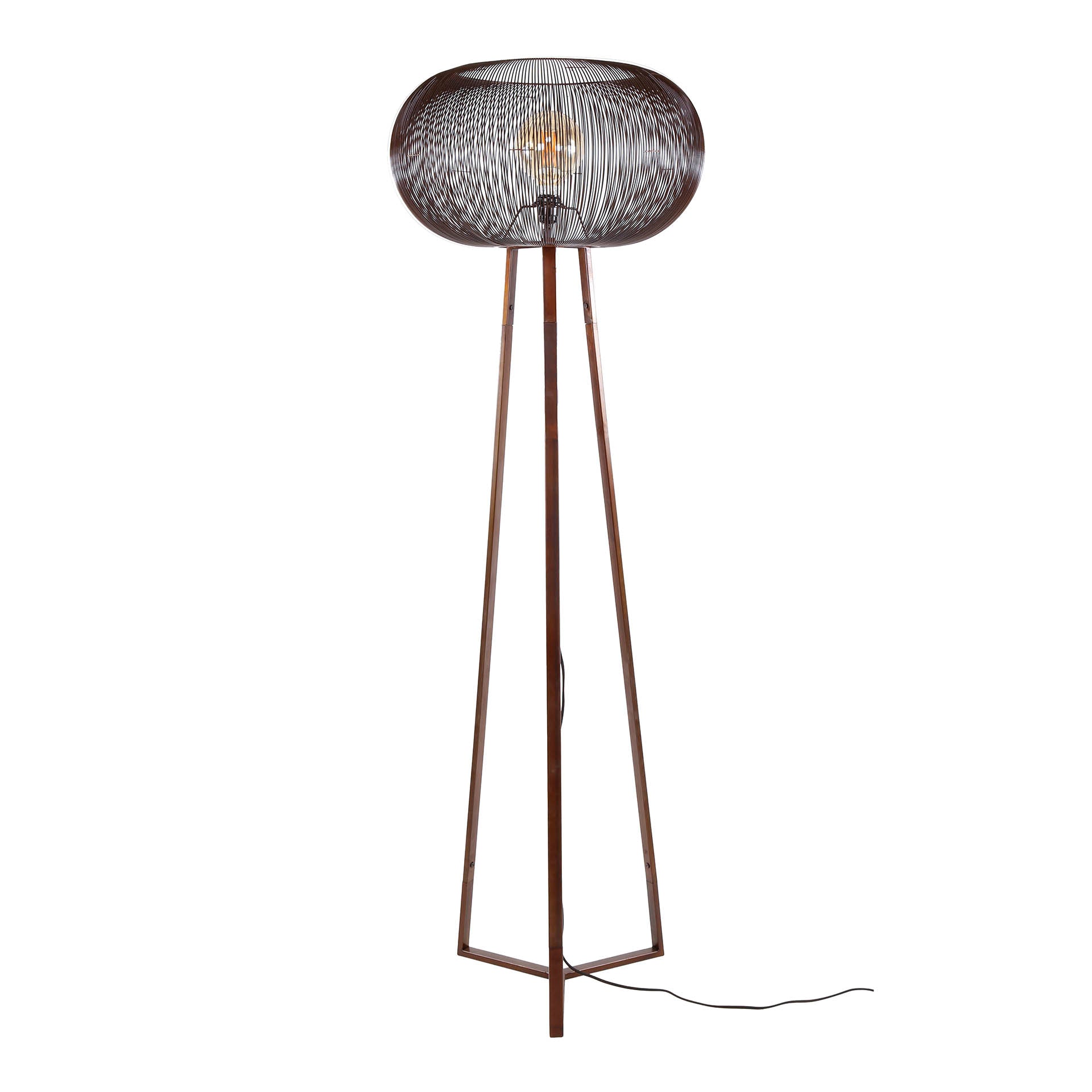 Vloerlamp Copper Twist 1 Lichts Zwart Nikkel
