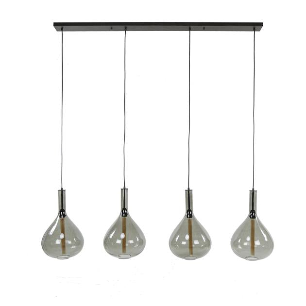 Hanglamp 4L drop smoke glass