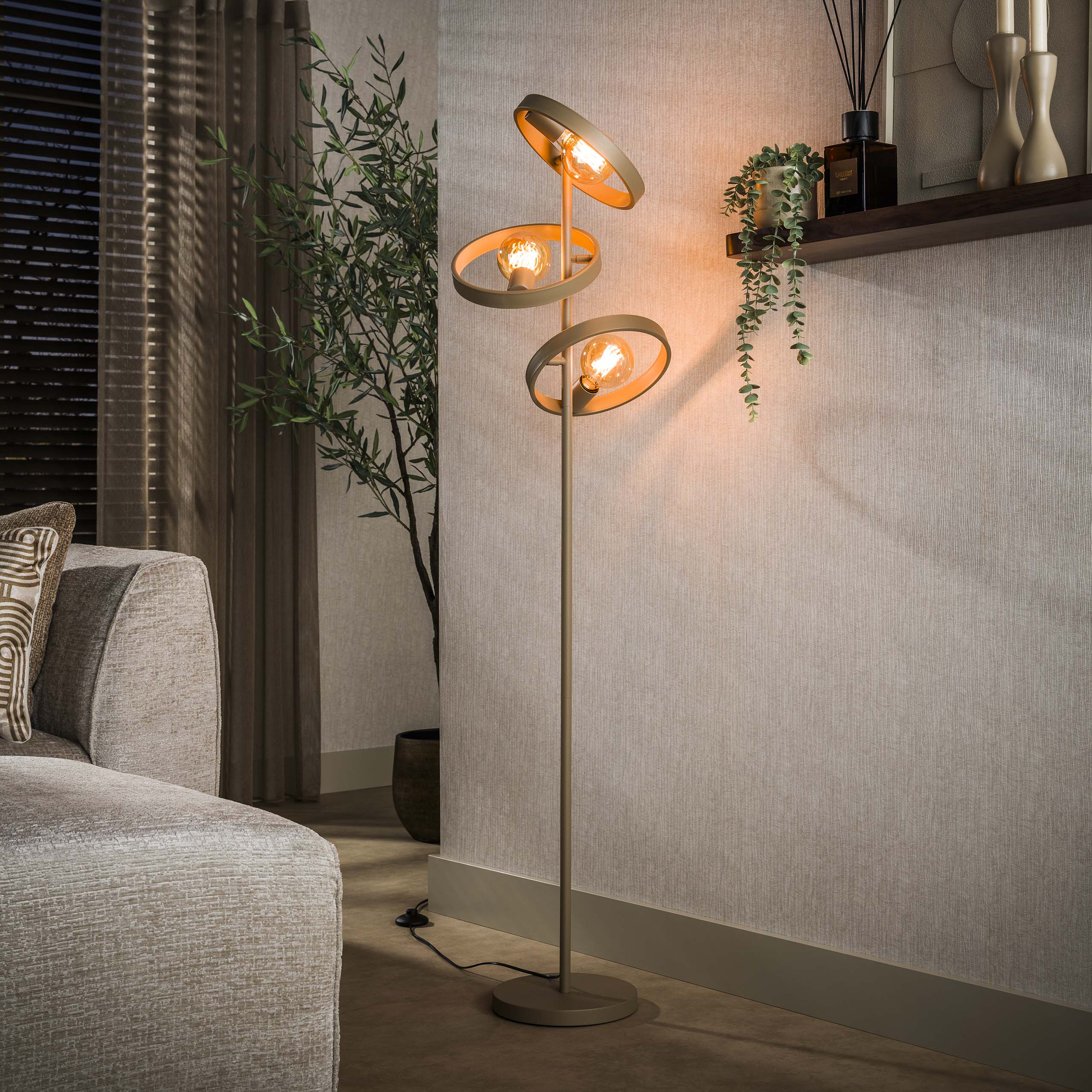 Vloerlamp Hover 3 Lichts Beige