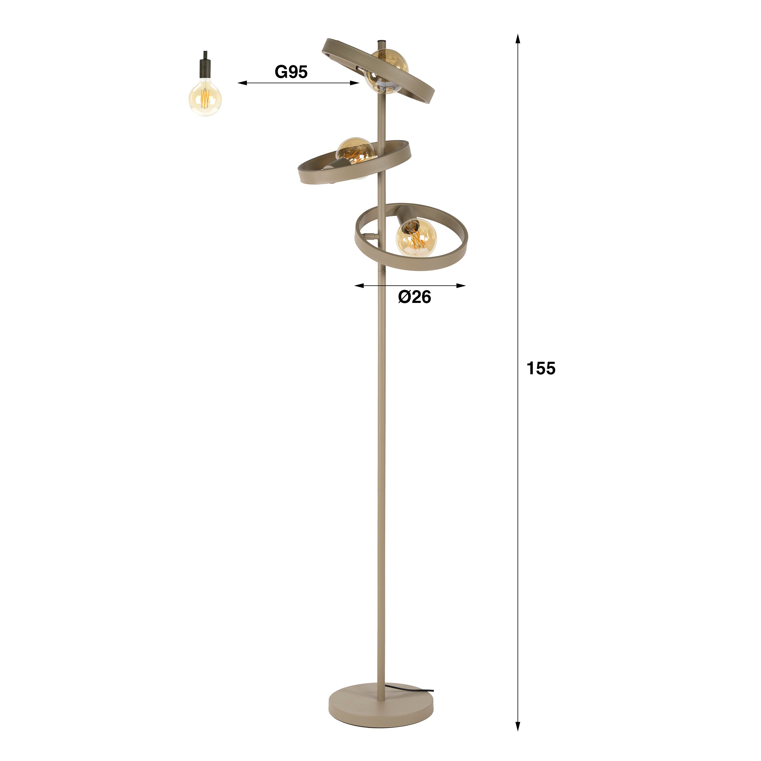 Vloerlamp Hover 3 Lichts Beige