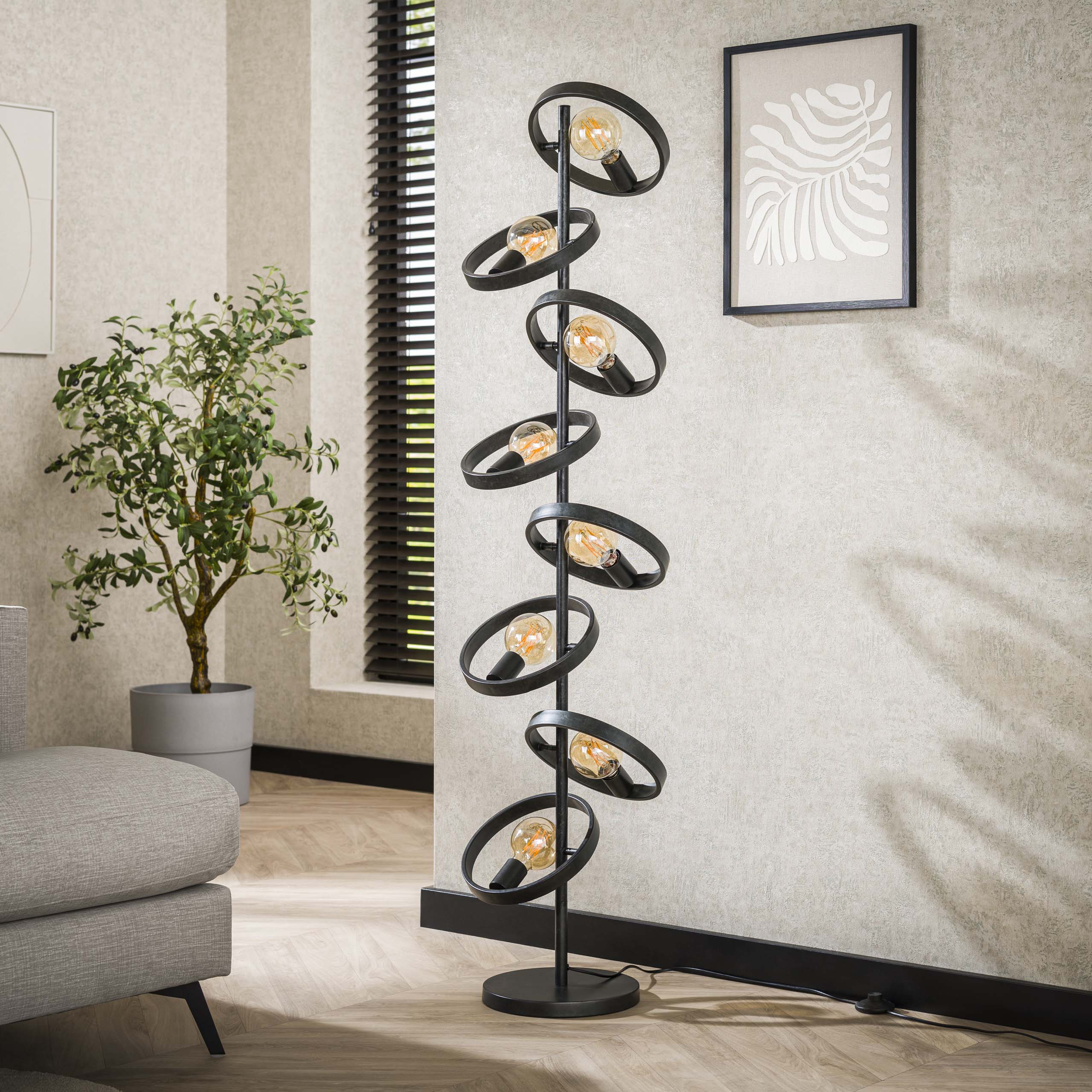 Vloerlamp Hover 8 Lichts Charcoal