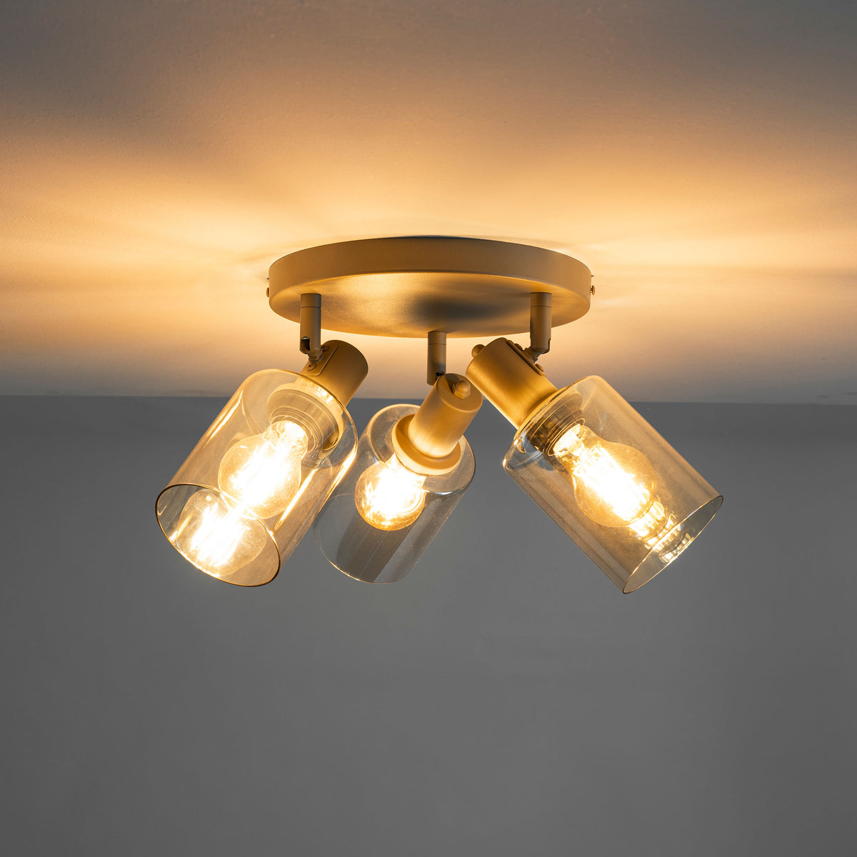 Plafondlamp Sepiora rond 3-lichts / Beige