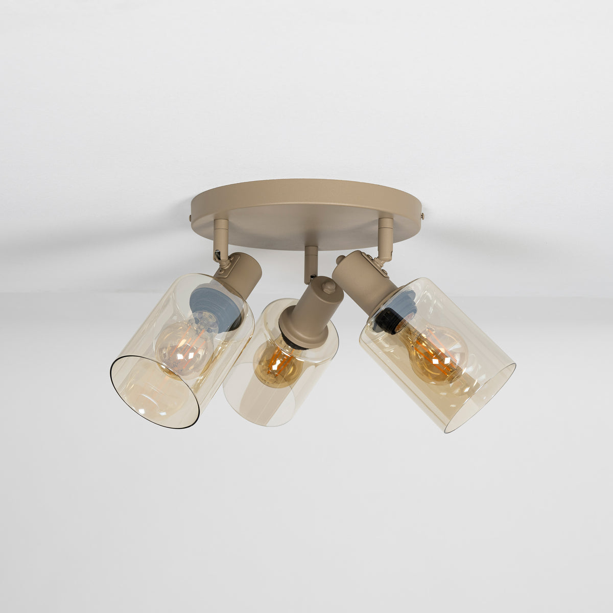 Plafondlamp Sepiora rond 3-lichts / Beige