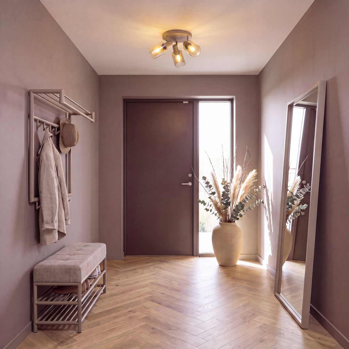 Plafondlamp Sepiora rond 3-lichts / Beige