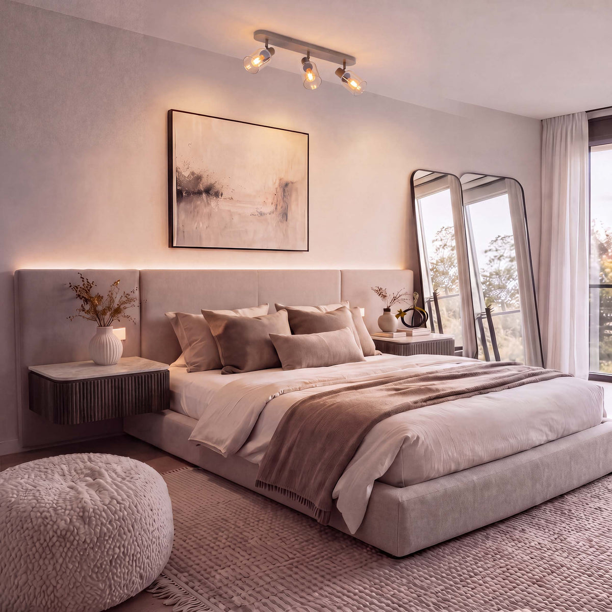 Plafondlamp Sepiora 3-lichts / Beige