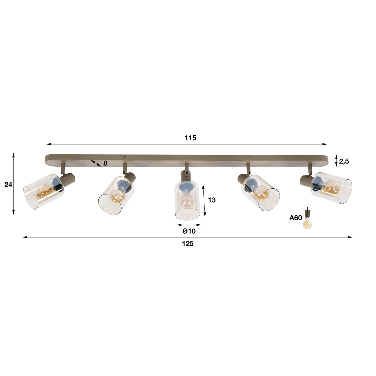 Plafondlamp Sepiora 5-lichts / Beige
