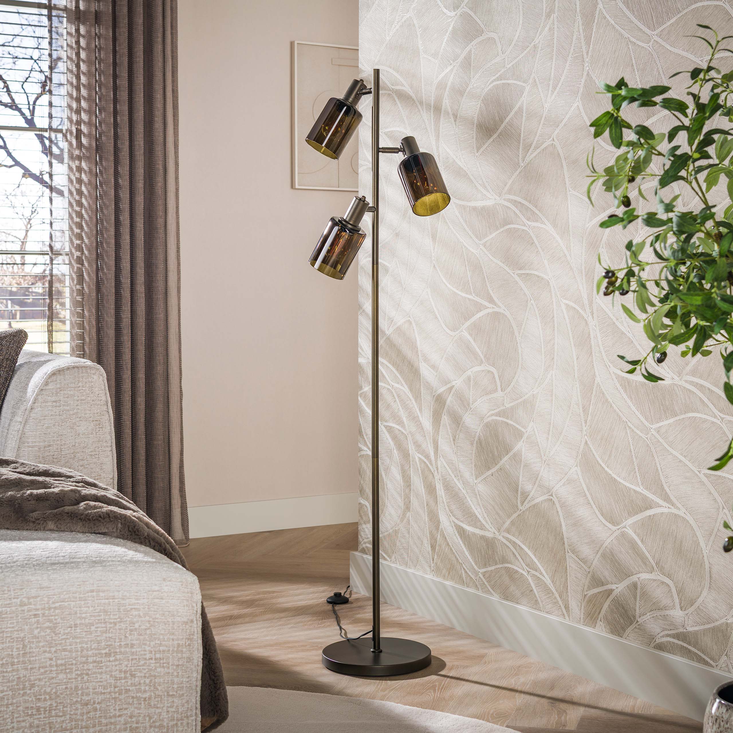 Vloerlamp Sepiora 3-lichts / Sienna bruin