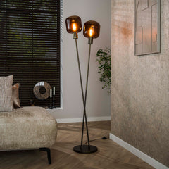 Vloerlamp Bronza 2 Lichts Sienna Bruin