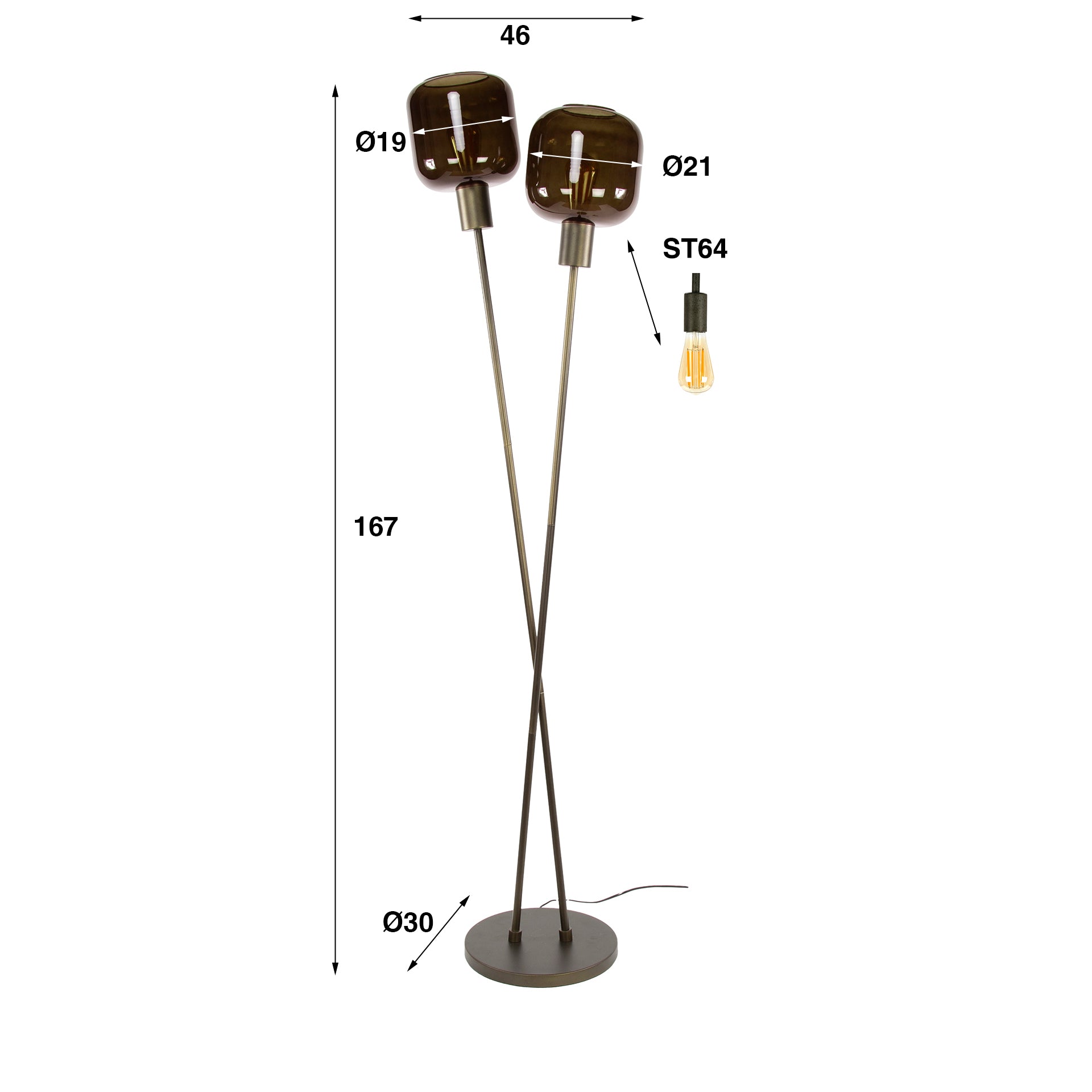 Vloerlamp Bronza 2 Lichts Sienna Bruin