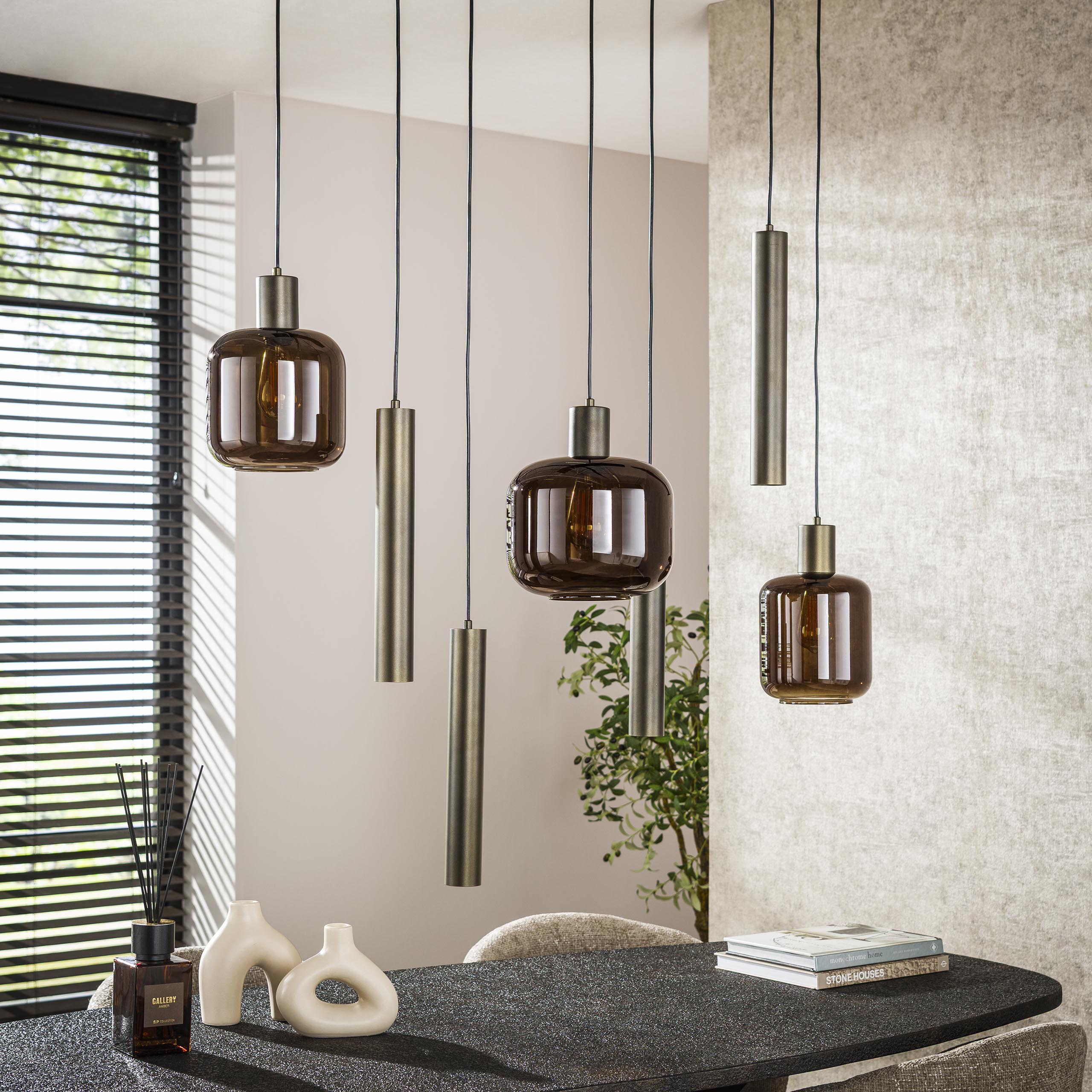 Hanglamp Bronza 4 3 Lichts Sienna Bruin