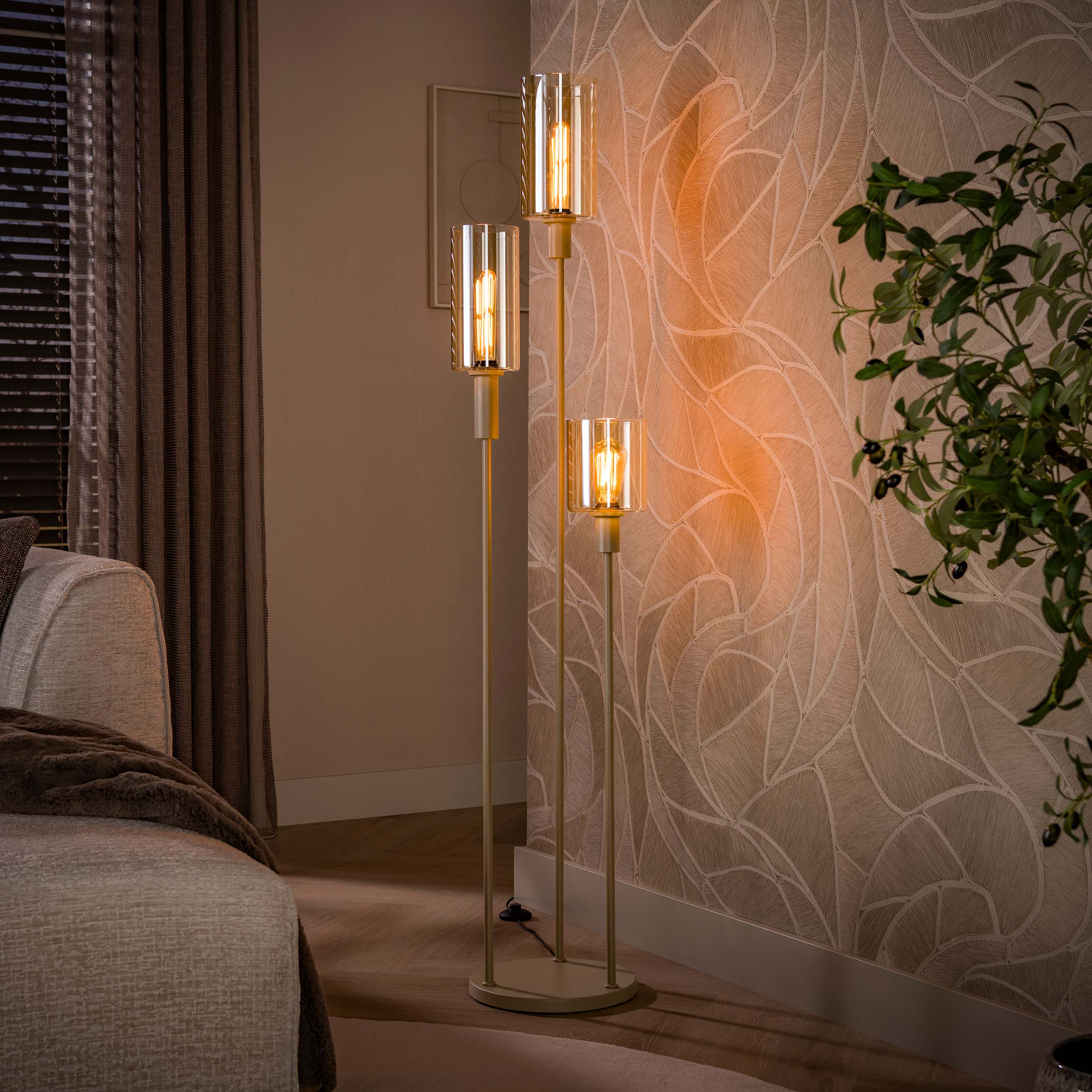 Vloerlamp Sepiora getrapt 3-lichts / Beige