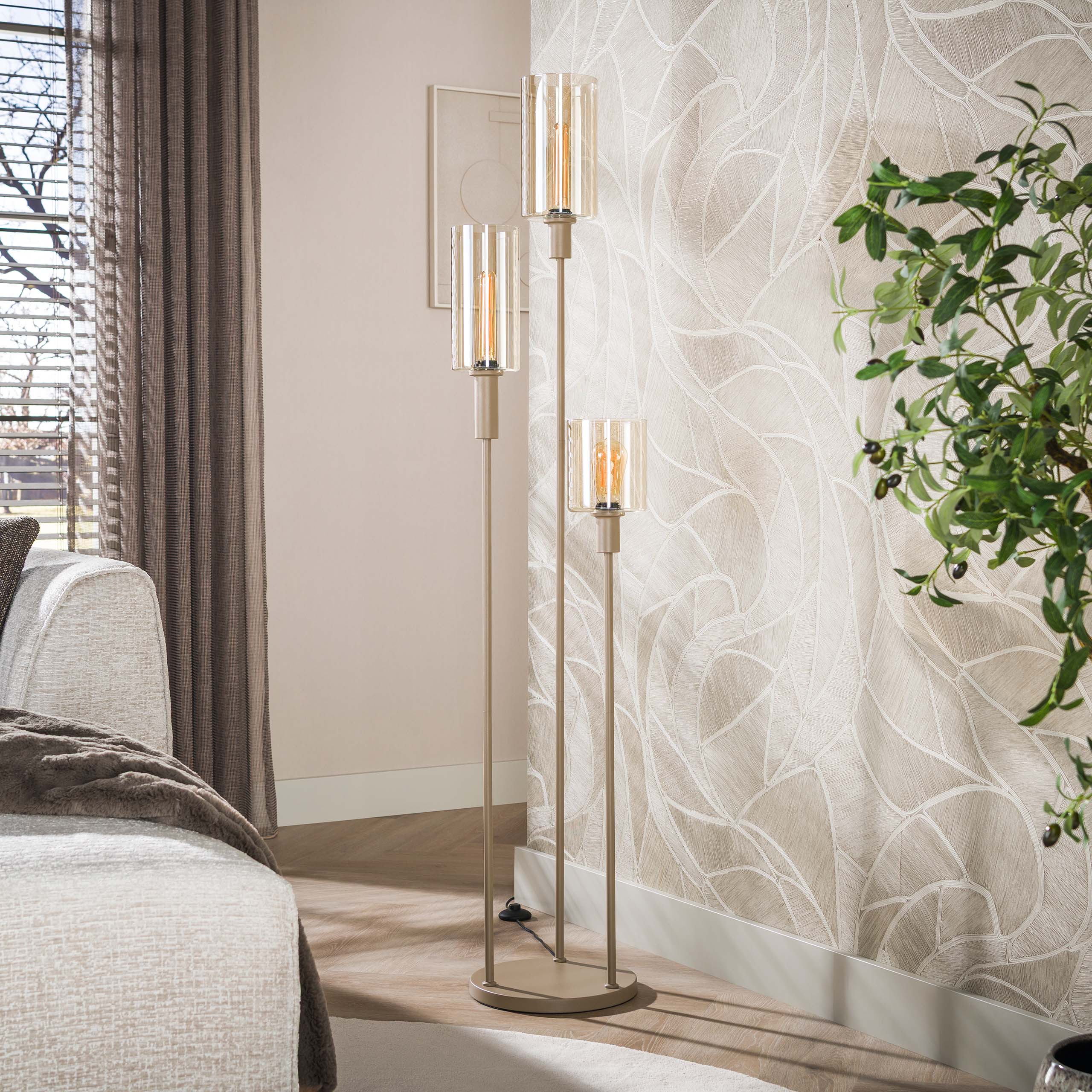 Vloerlamp Sepiora getrapt 3-lichts / Beige