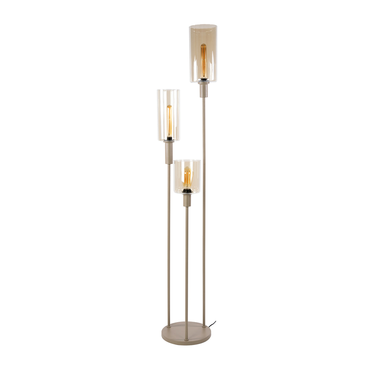 Vloerlamp Sepiora getrapt 3-lichts / Beige