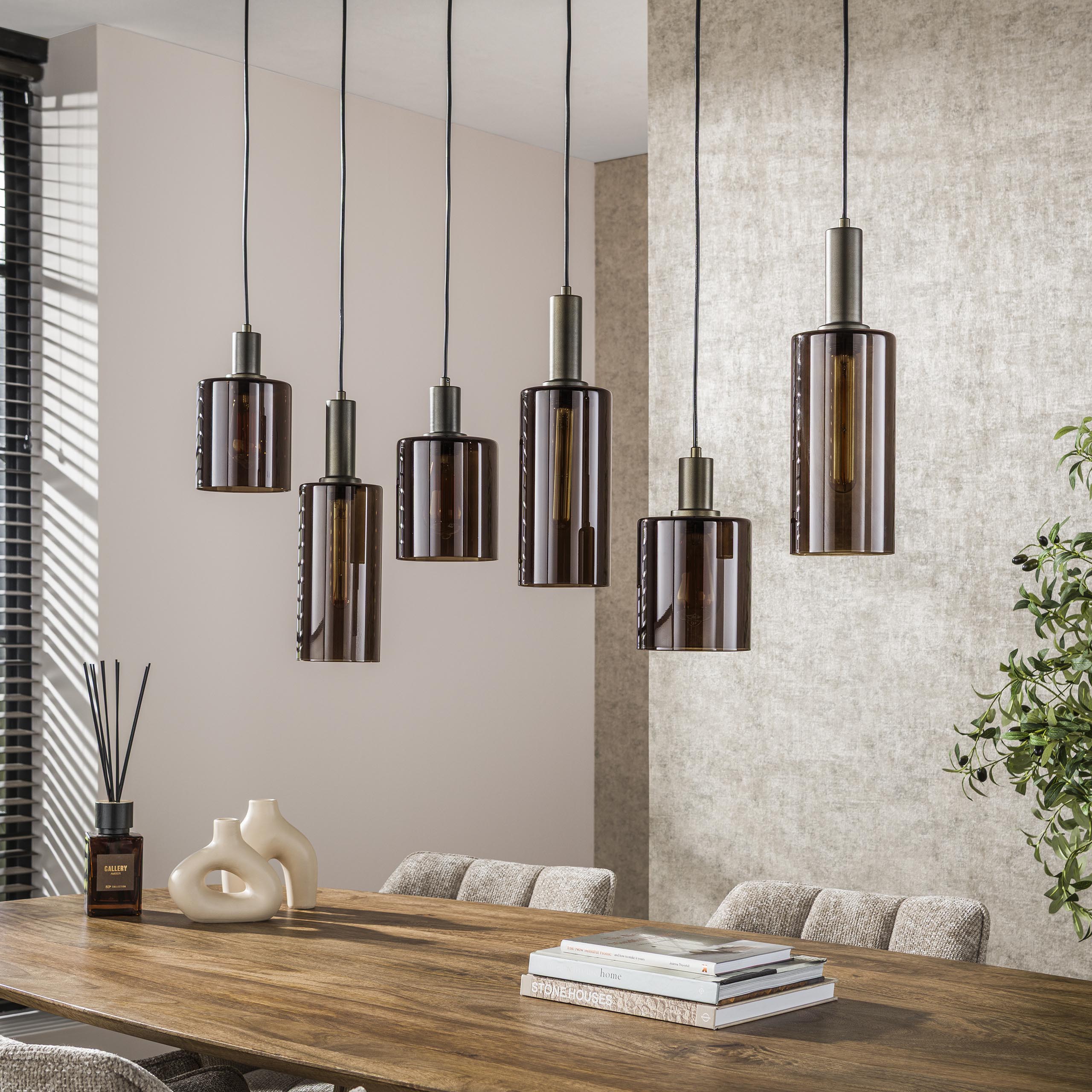 Hanglamp Sepiora 6 Lichts Sienna Bruin