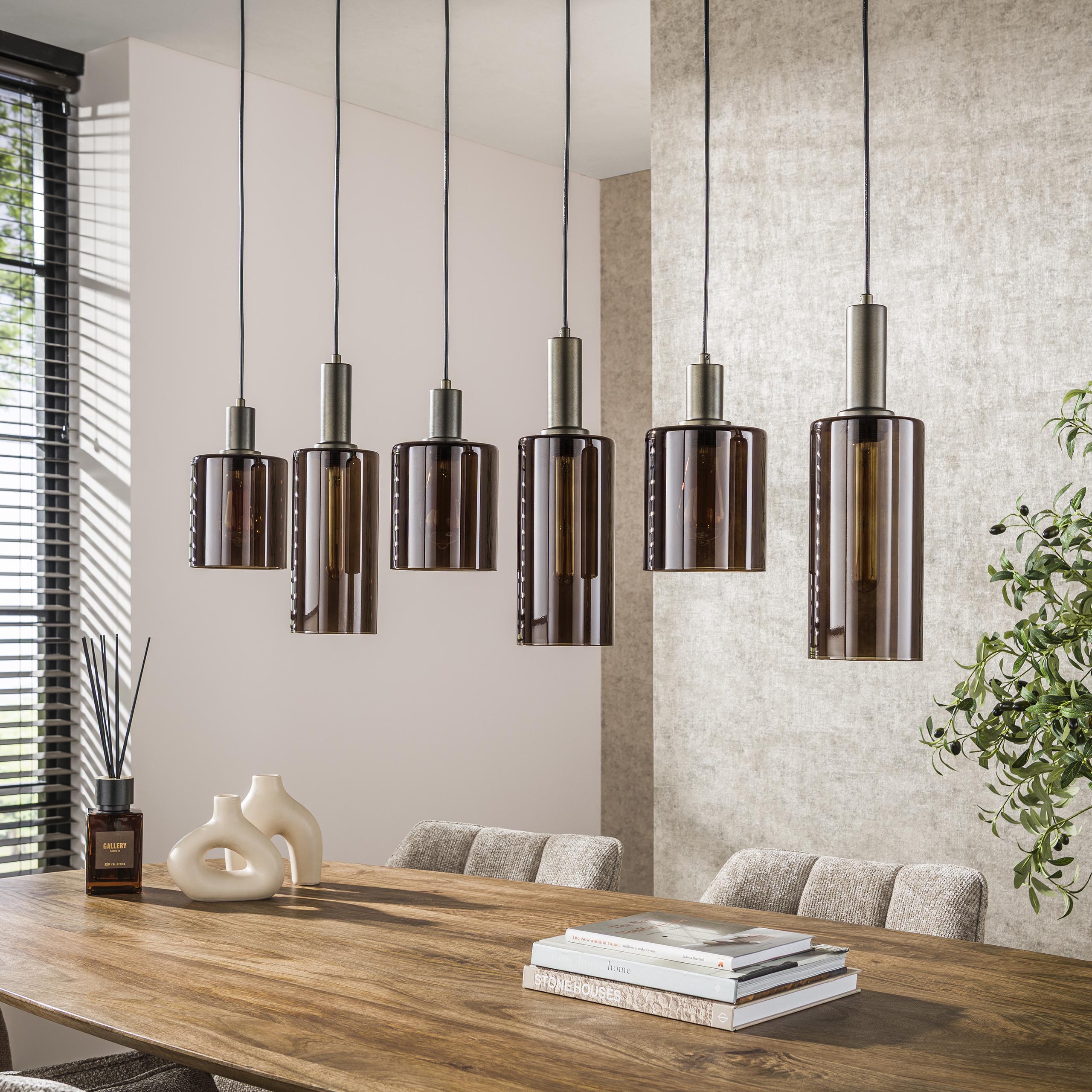 Hanglamp Sepiora 6 Lichts Sienna Bruin