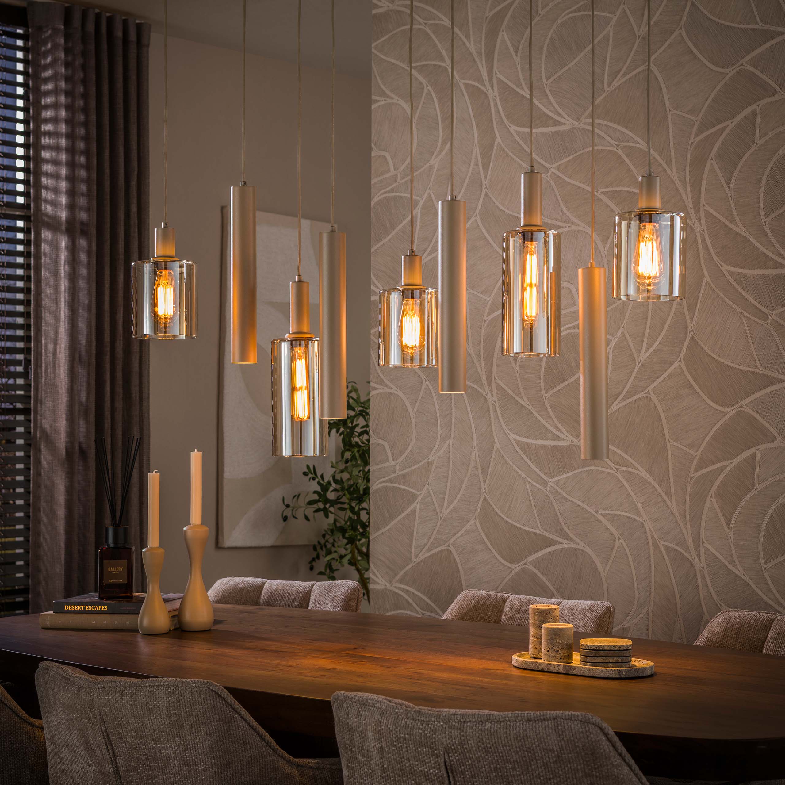 Hanglamp Sepiora 5+4-lichts / Beige