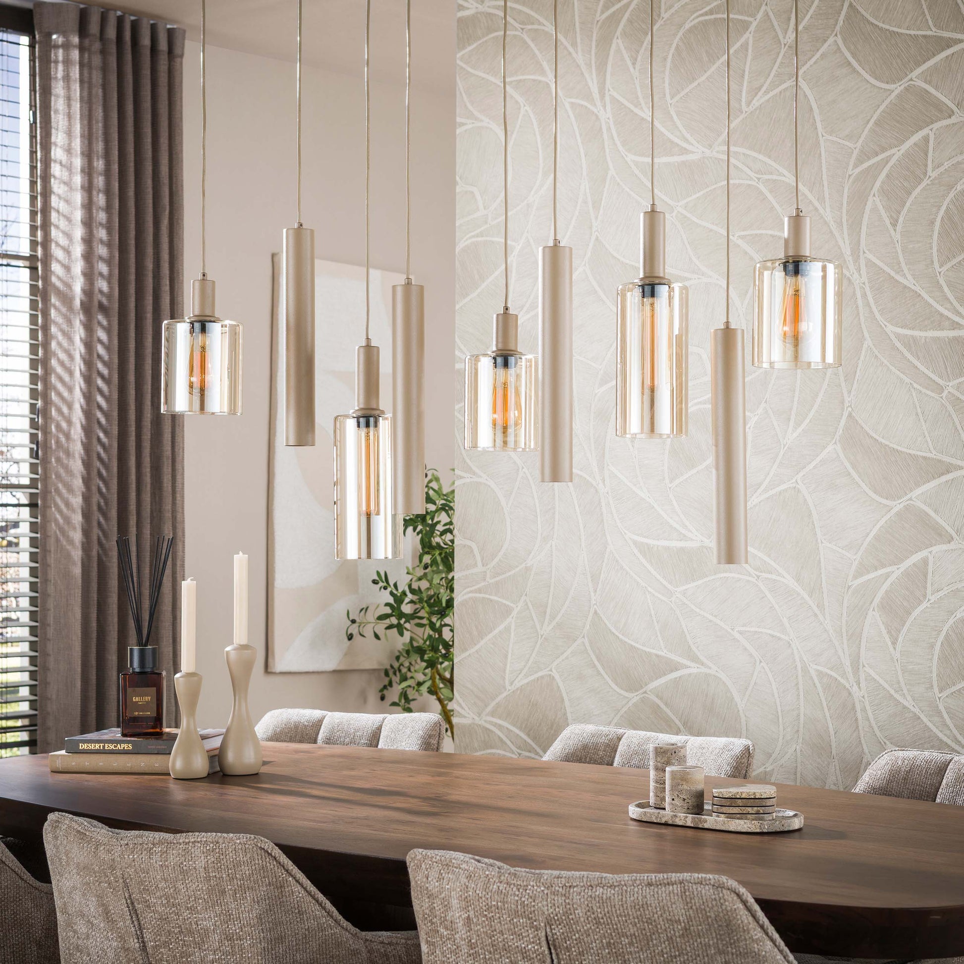 Hanglamp Sepiora 5+4-lichts / Beige