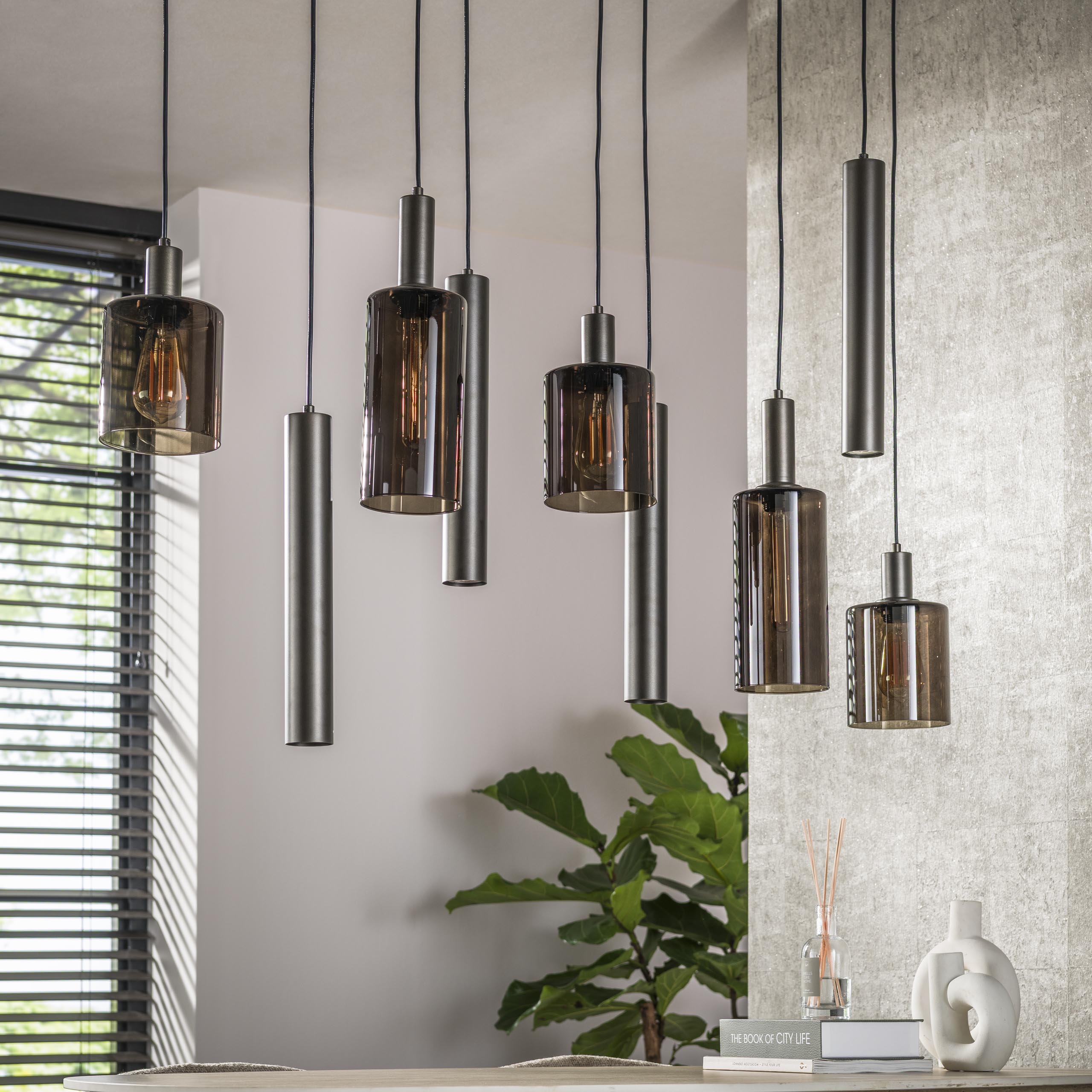 Hanglamp Sepiora 5 4 Lichts Sienna Bruin