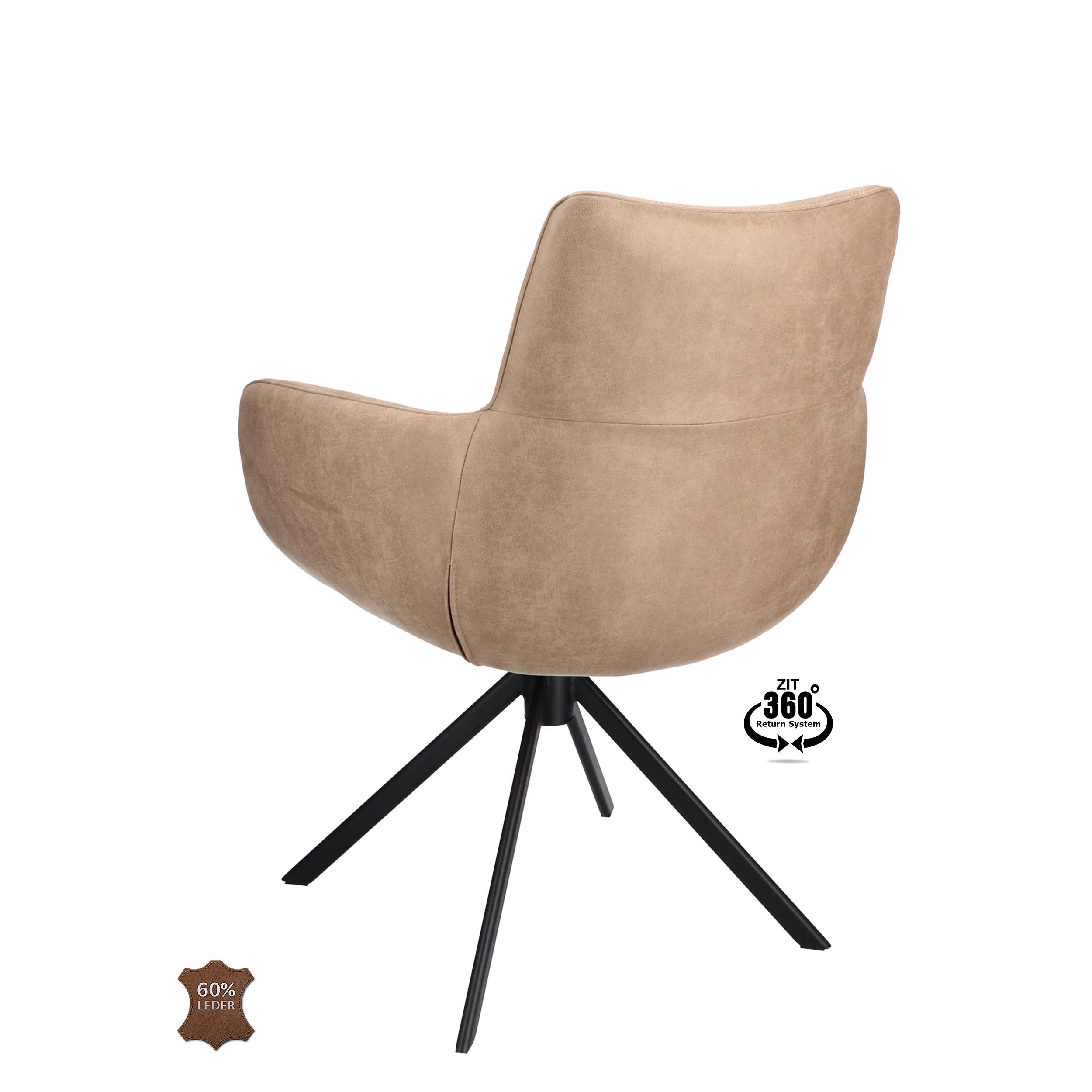 Armstoel Soho Microleder Bull Liver Leg Black 360° Return-system