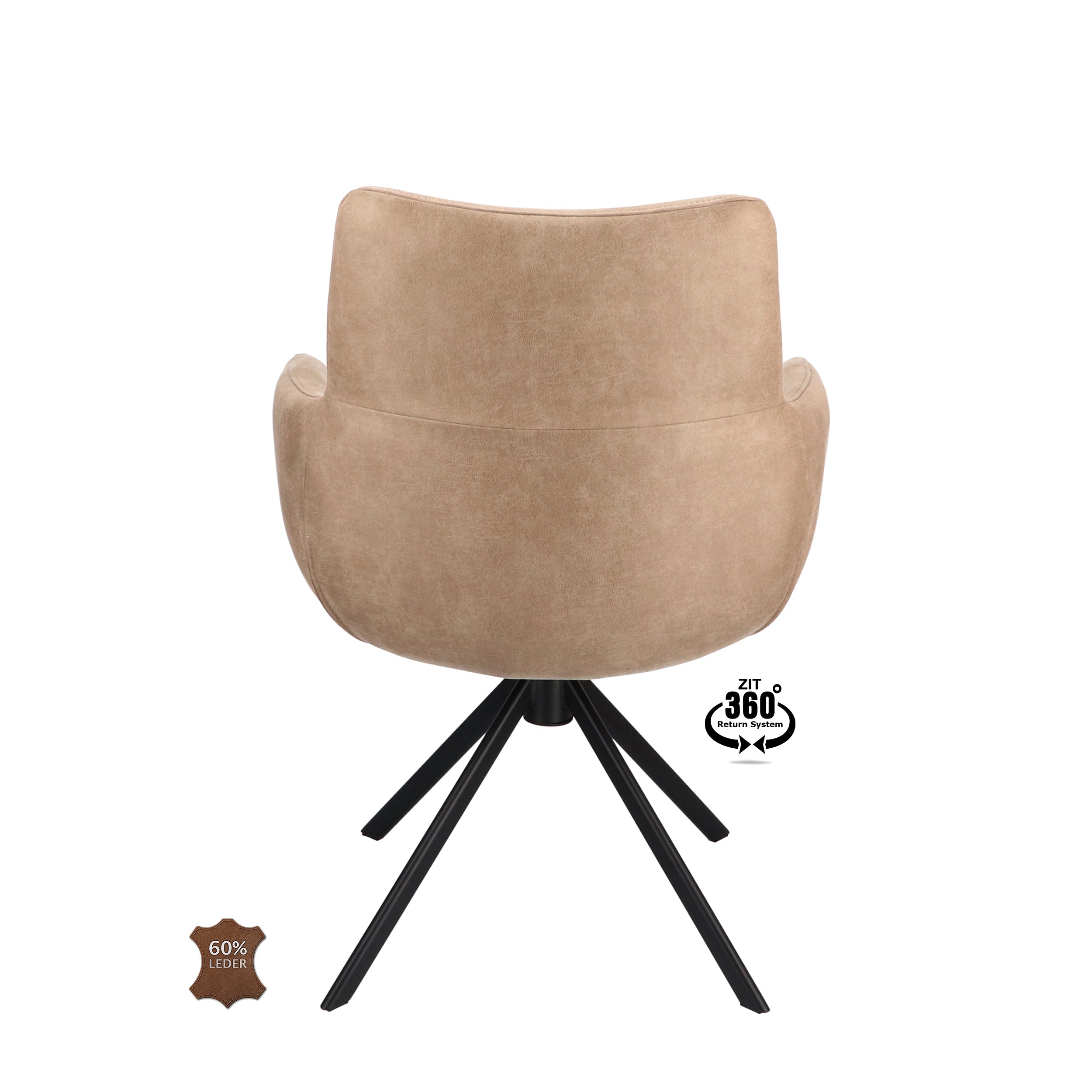 Armstoel Soho Microleder Bull Liver Leg Black 360° Return-system