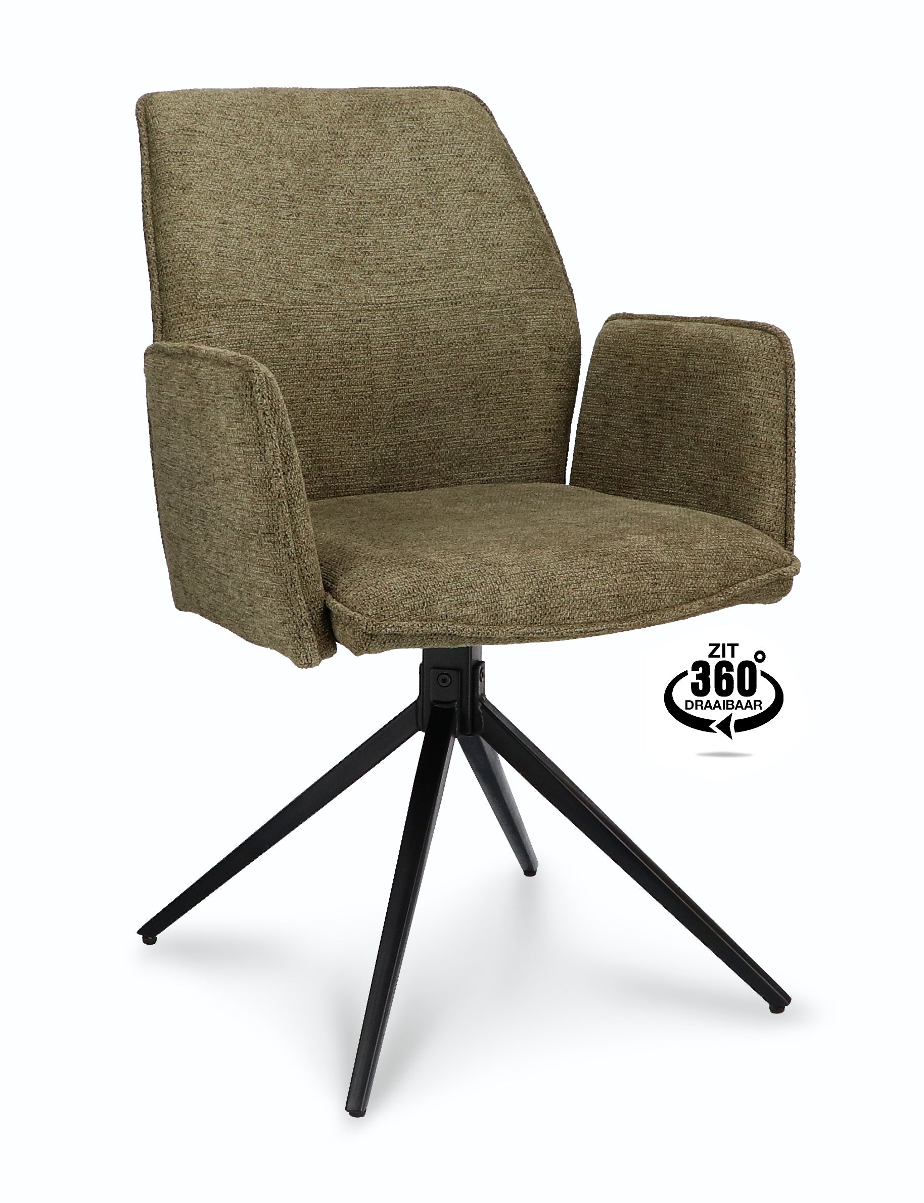 Armstoel Harley Stof Mito Hunter Spinpoot Zwart 360° Draaibaar