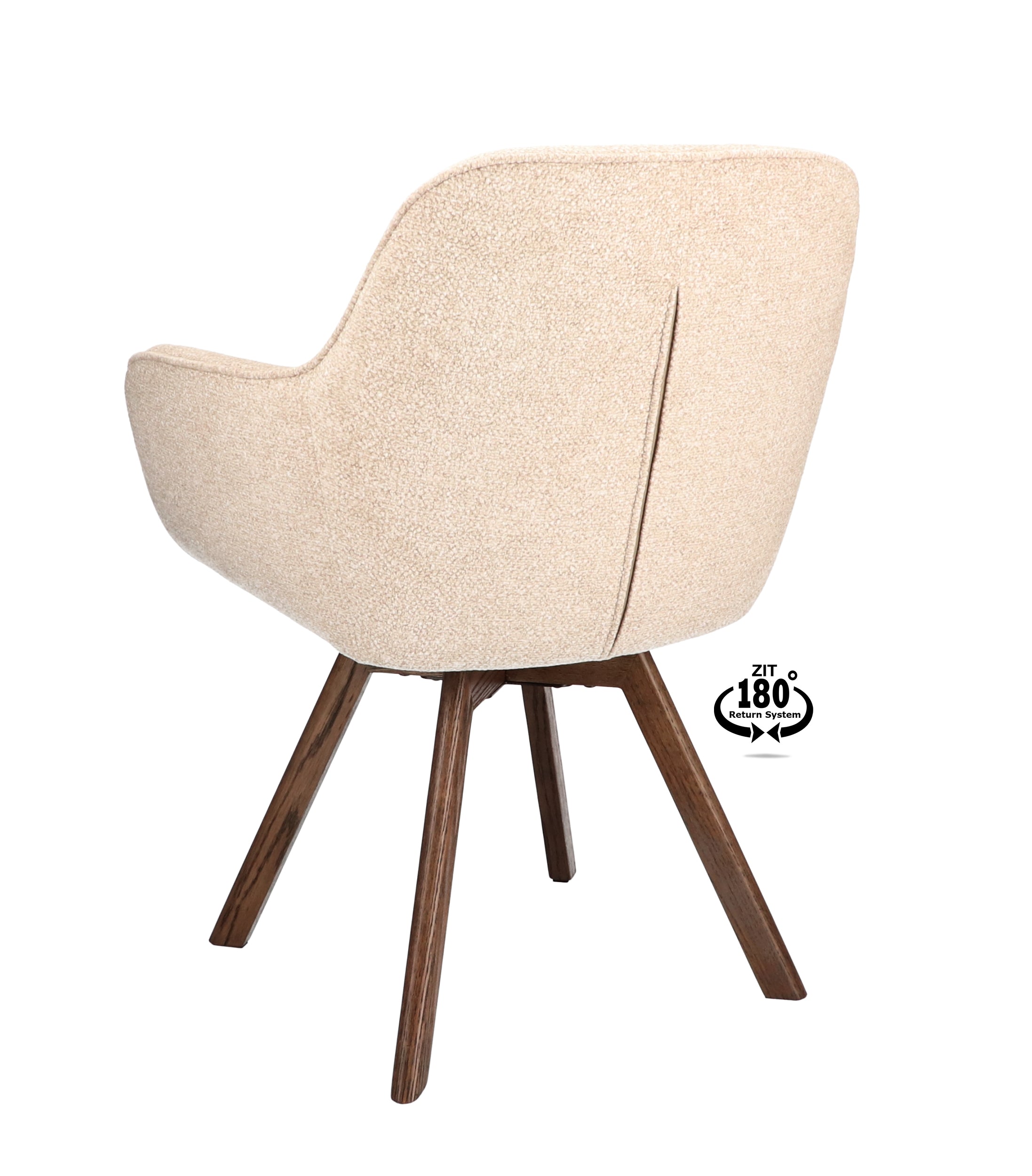 Armstoel Viborg Stof Leo 26 Sand Leg Oak Dark Brown 180° Return-system