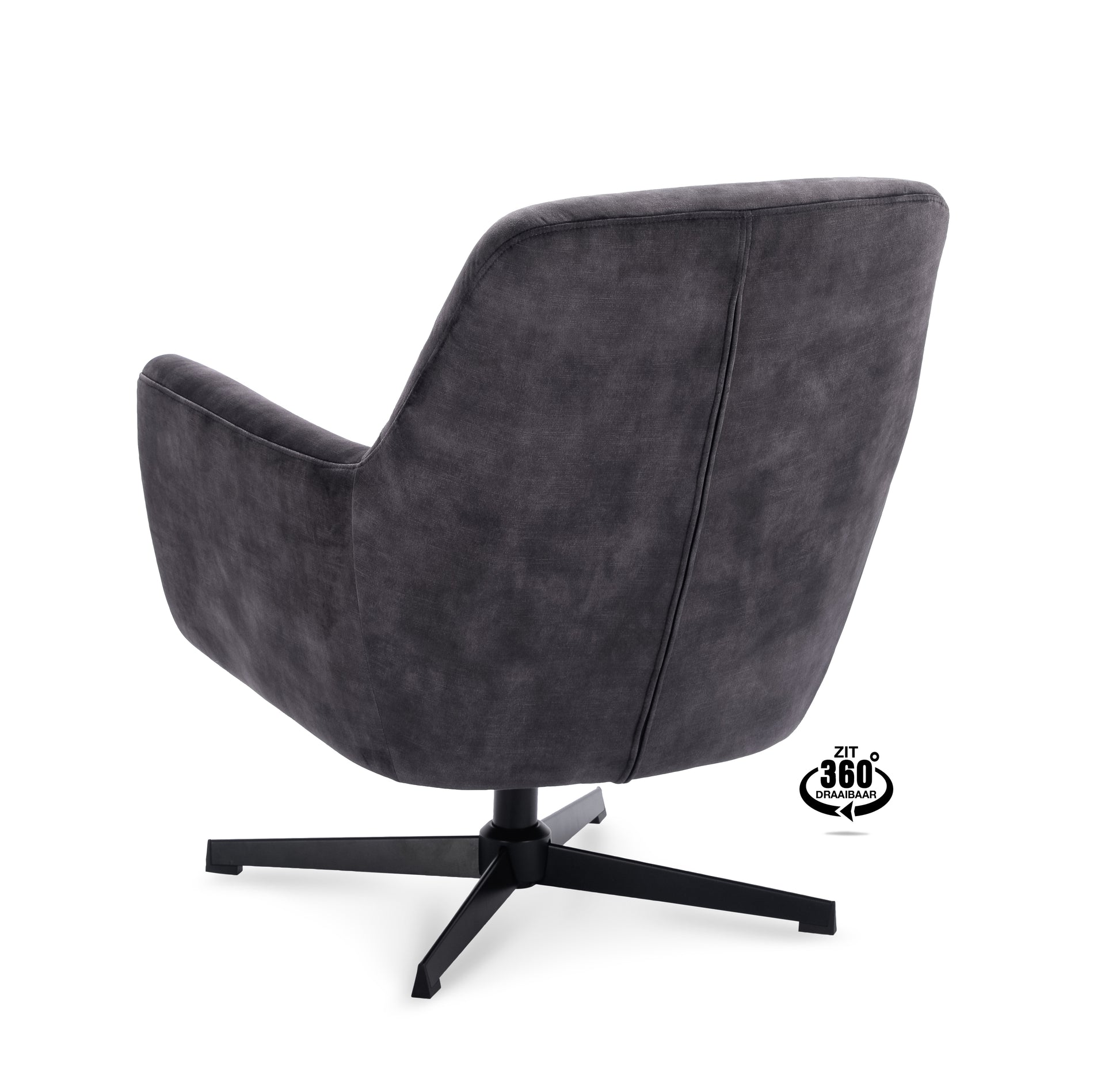 Fauteuil Edge Stof Adore Anthracite Draaivoet Zwart