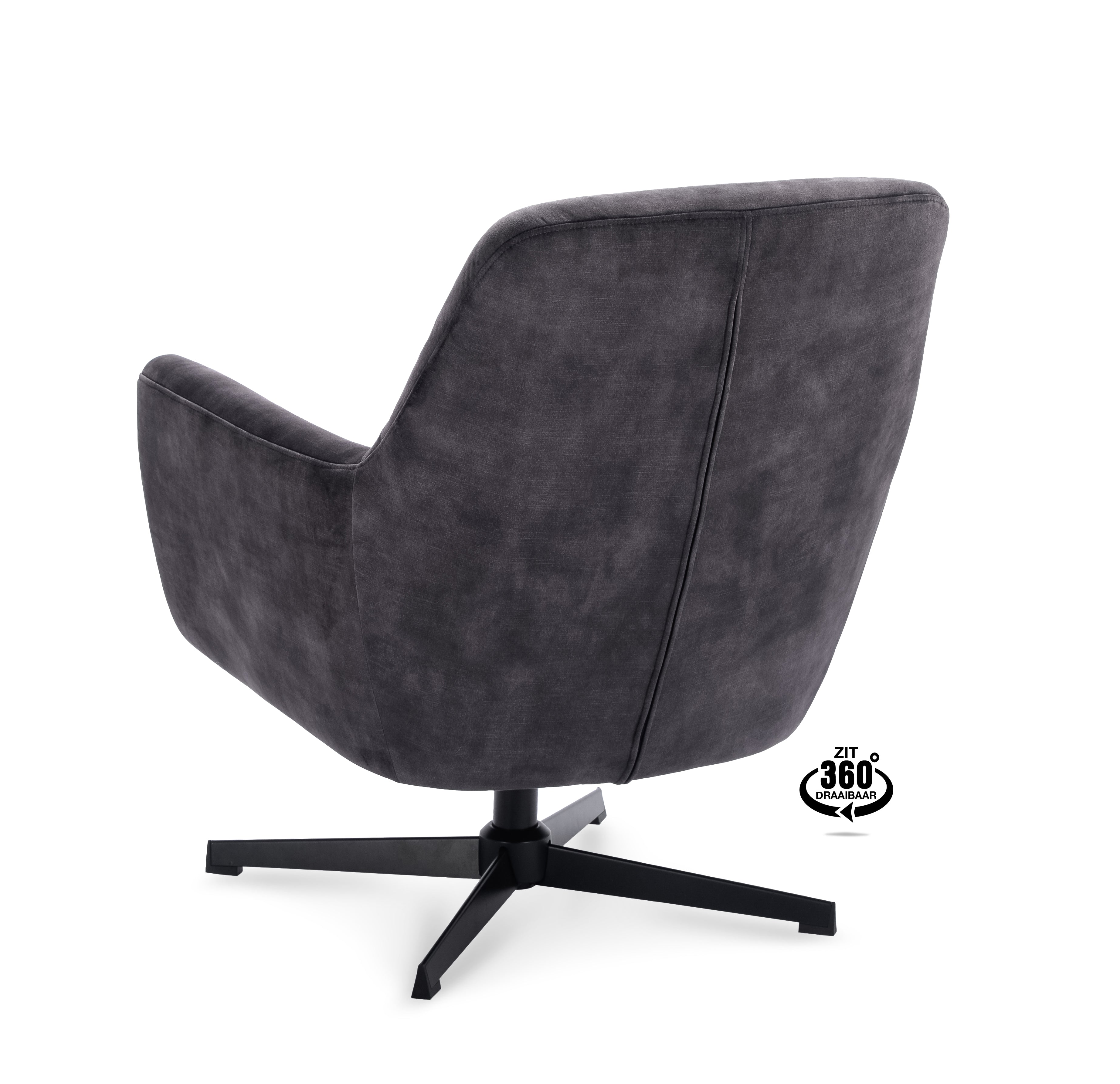 Fauteuil Edge Stof Adore Anthracite Draaivoet Zwart