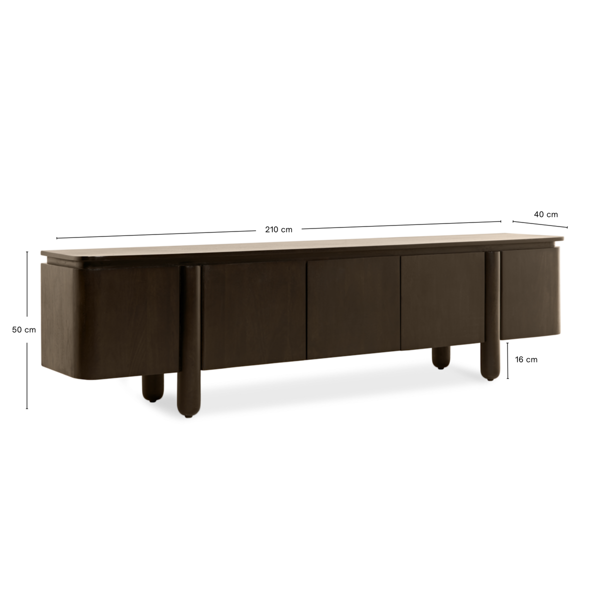 TV-meubel Rondo - 210 cm Donkerbruin