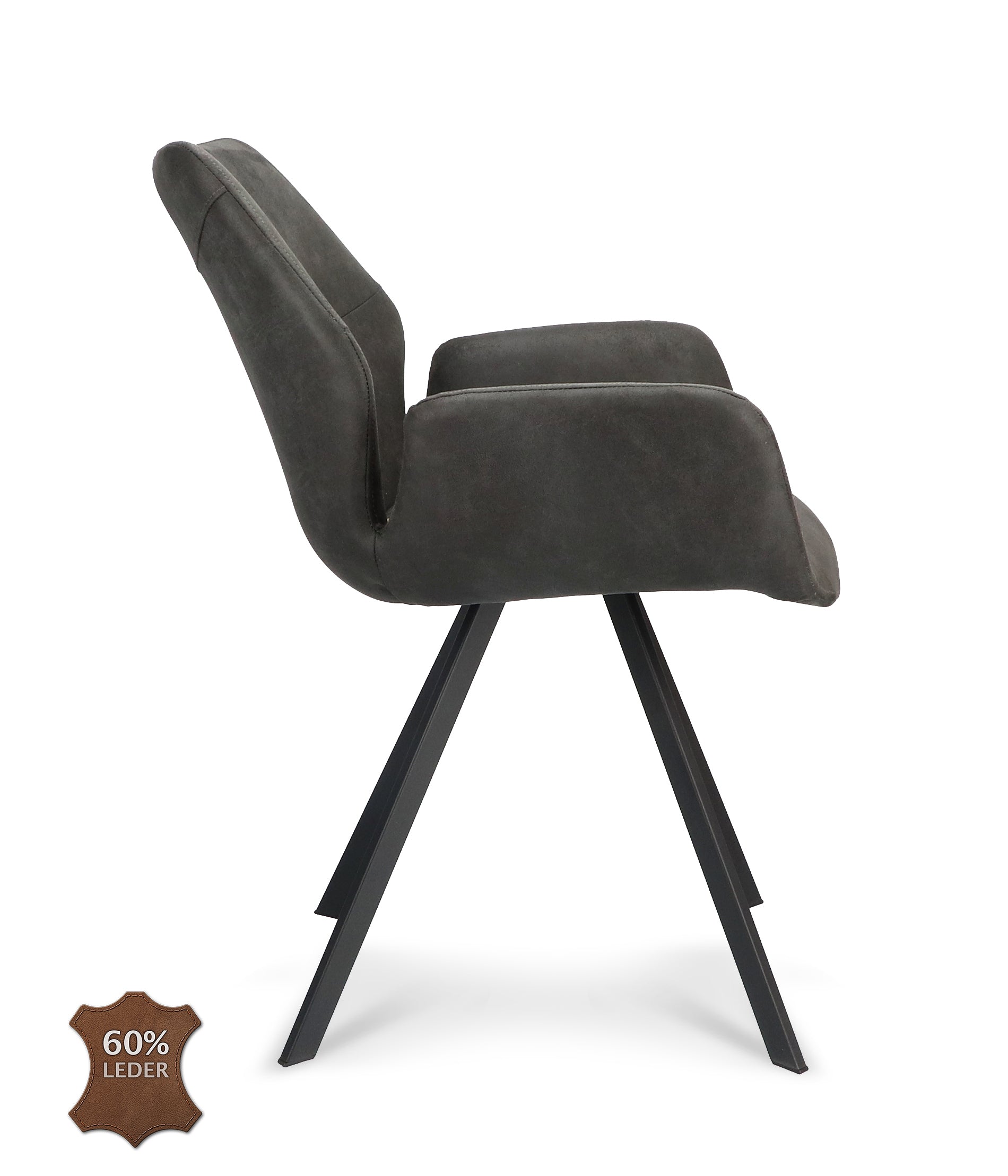 Armstoel Pine Microleder Bull Anthracite Leg Black