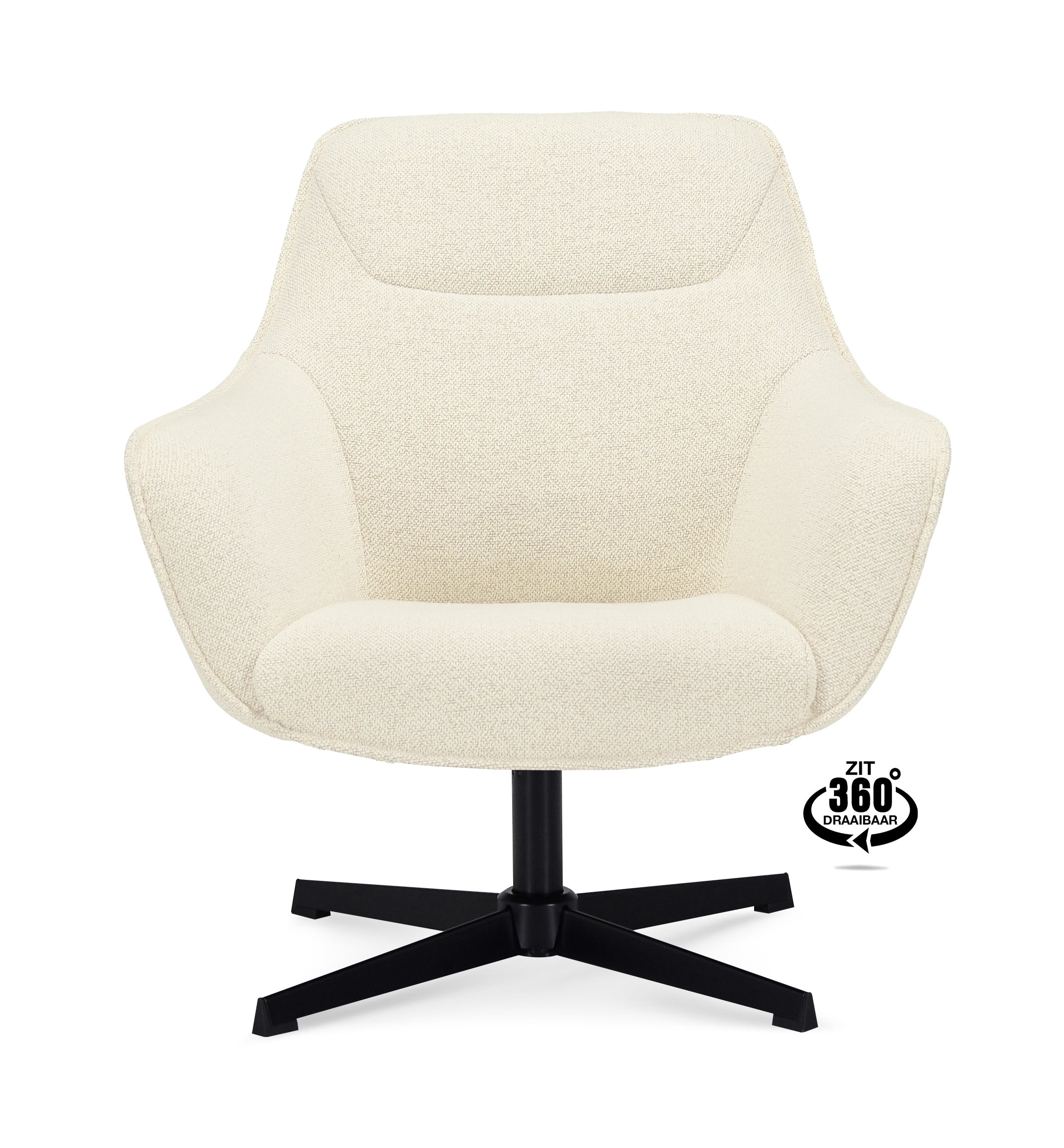 Fauteuil Ezra 360 Draaibaar Stof Mose Natural Legs Black