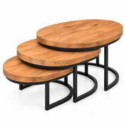 Salontafel set Brandon | 3-delig | Ovaal Mangohout met Metaal