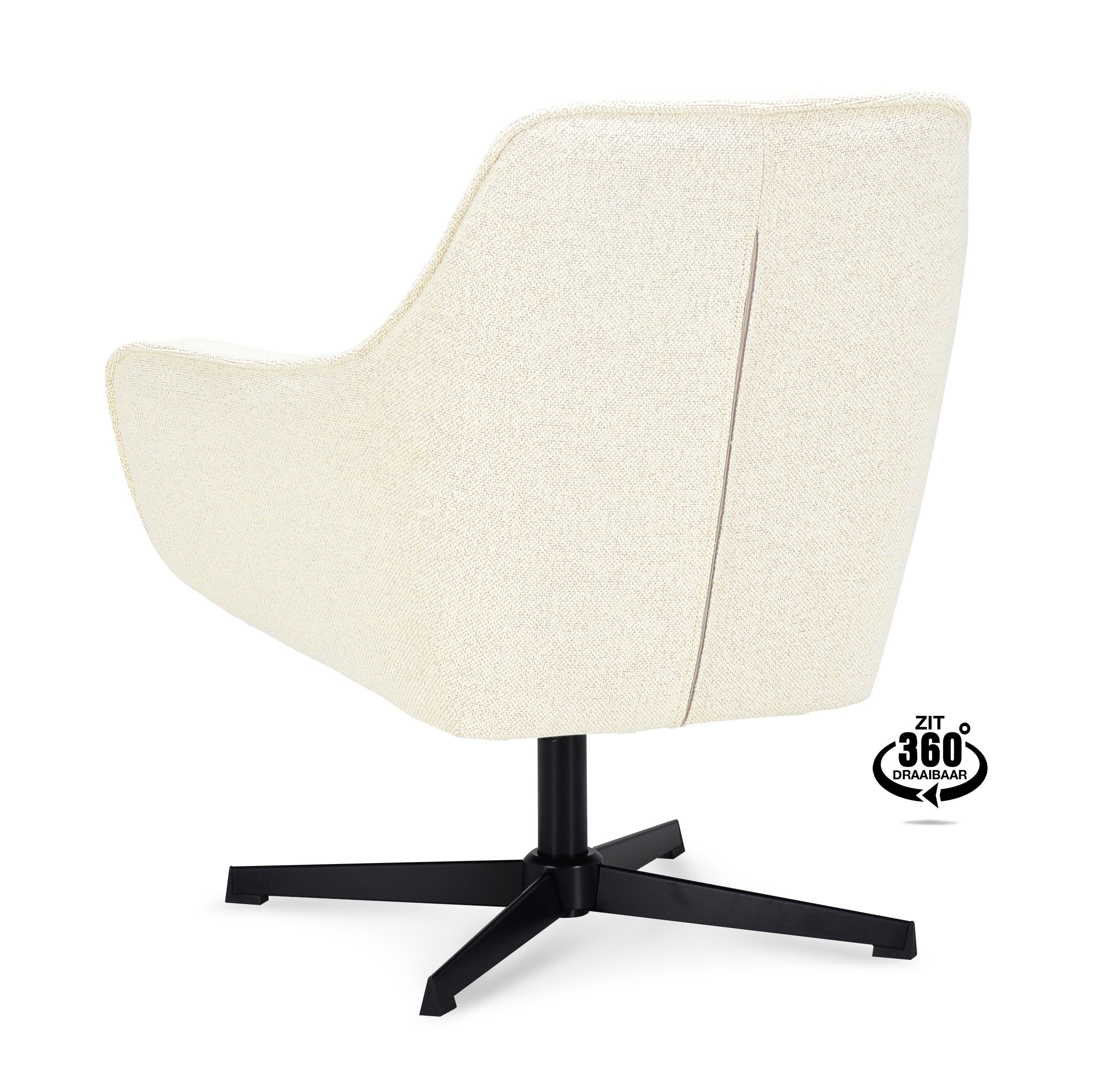 Fauteuil Ezra 360 Draaibaar Stof Mose Natural Legs Black