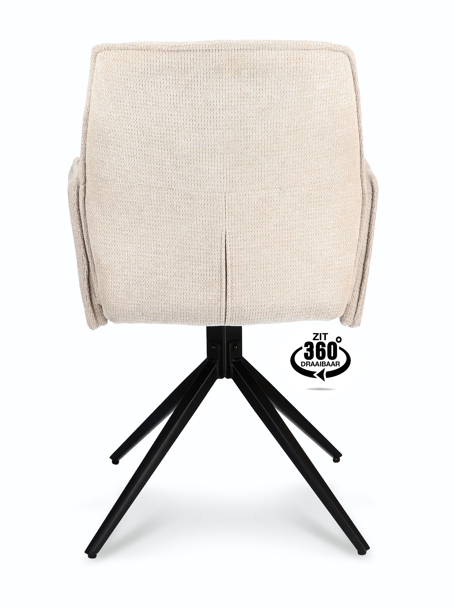 Armstoel Harley Stof Mito Natural Spinpoot Zwart 360° Draaibaar