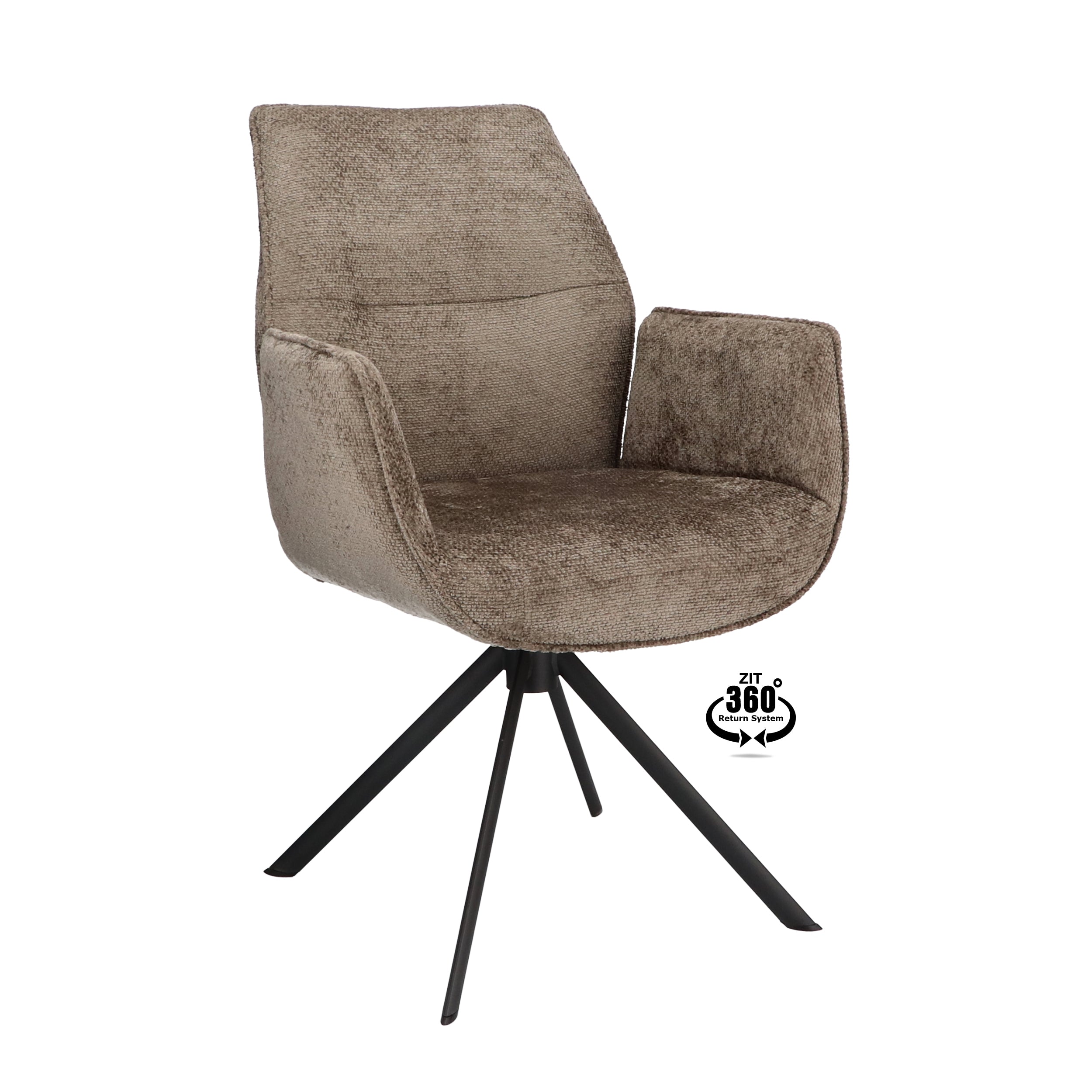 Armstoel Onyx Stof Movie Taupe Leg Black 360° Return-system