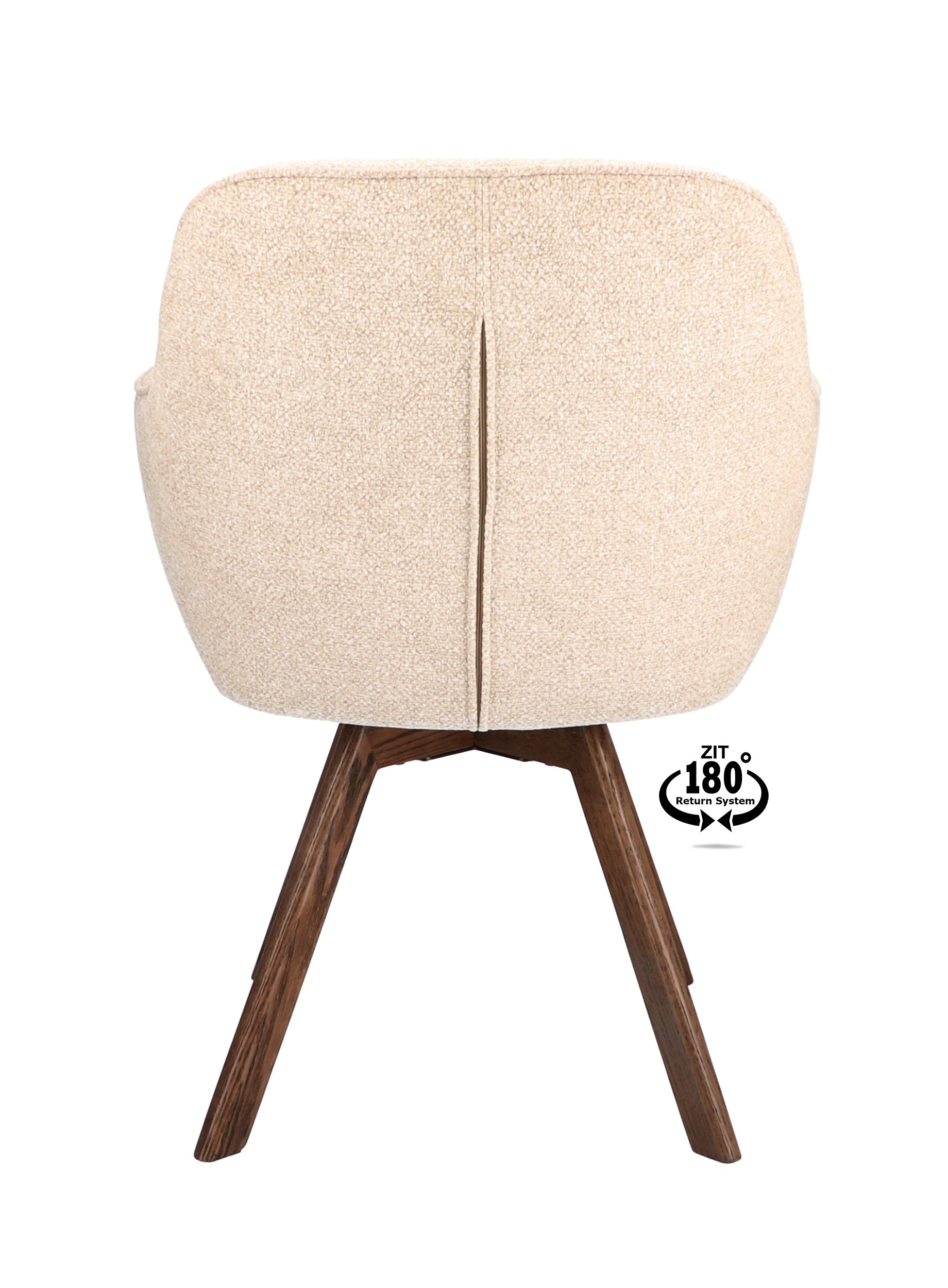 Armstoel Viborg Stof Leo 26 Sand Leg Oak Dark Brown 180° Return-system