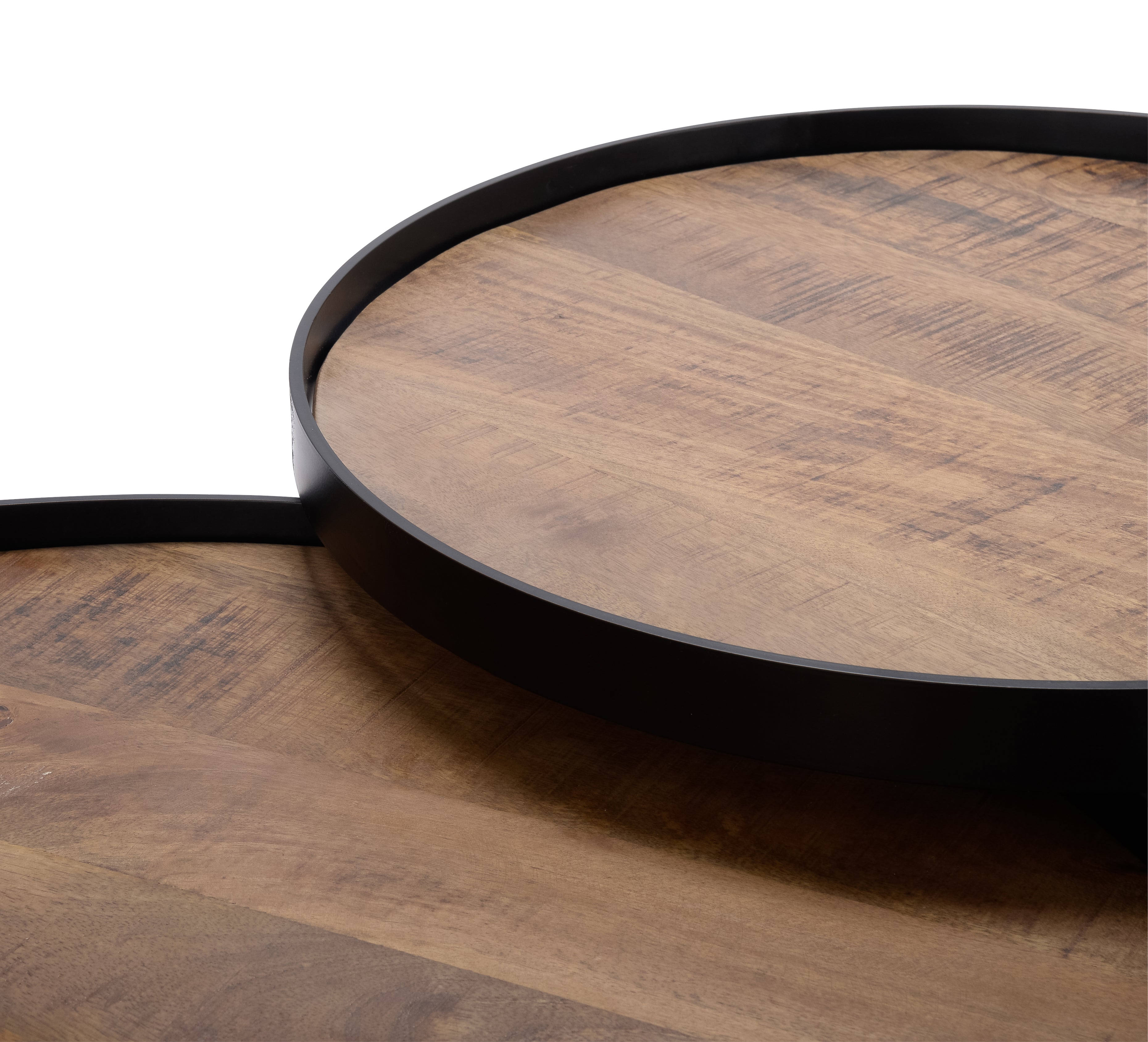 Salontafel Hunt 005 (2-delig) Wood Natural Metal Matt Black