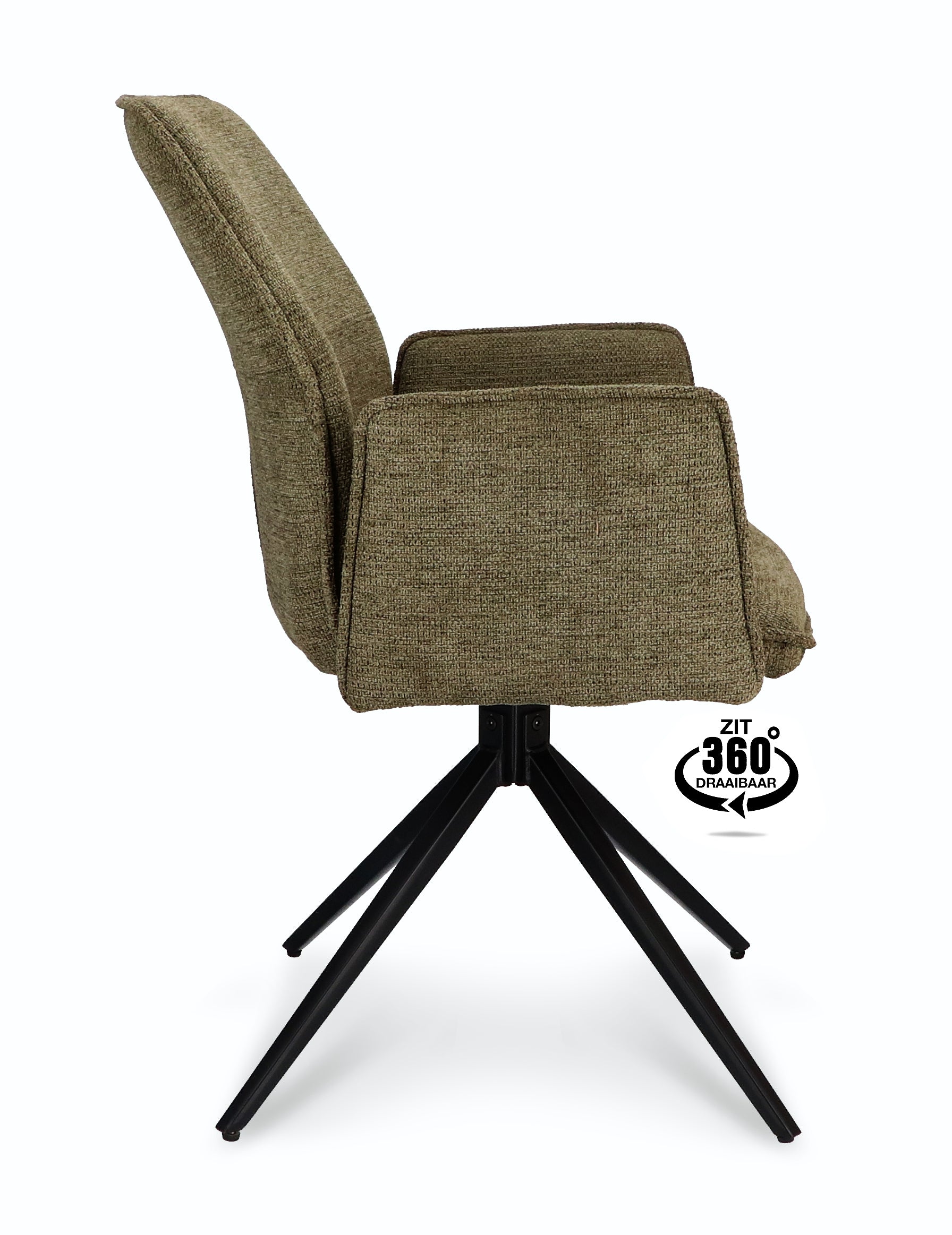 Armstoel Harley Stof Mito Hunter Spinpoot Zwart 360° Draaibaar