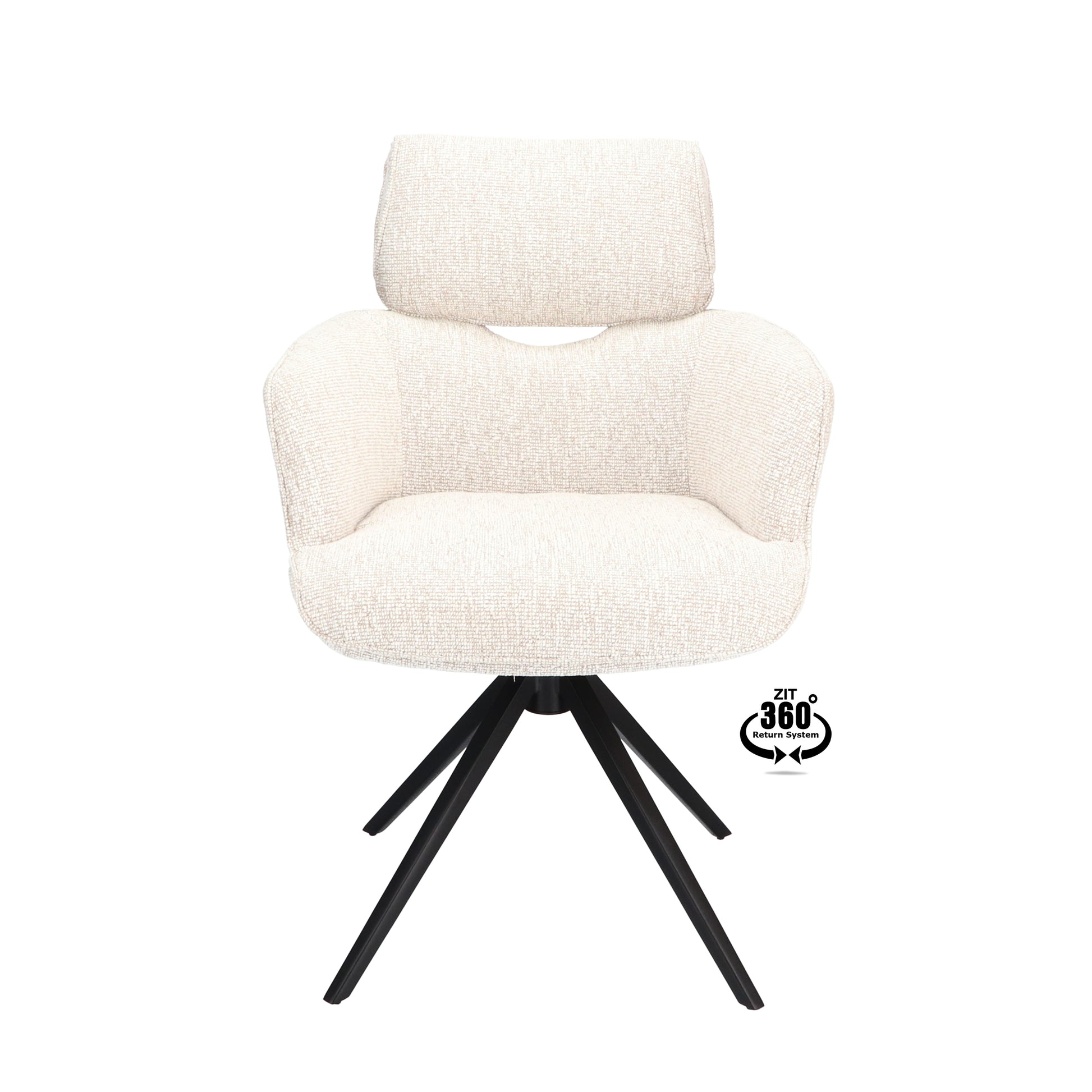 Armstoel Bottega Stof Lodge Linen Leg Black 360° Return-system
