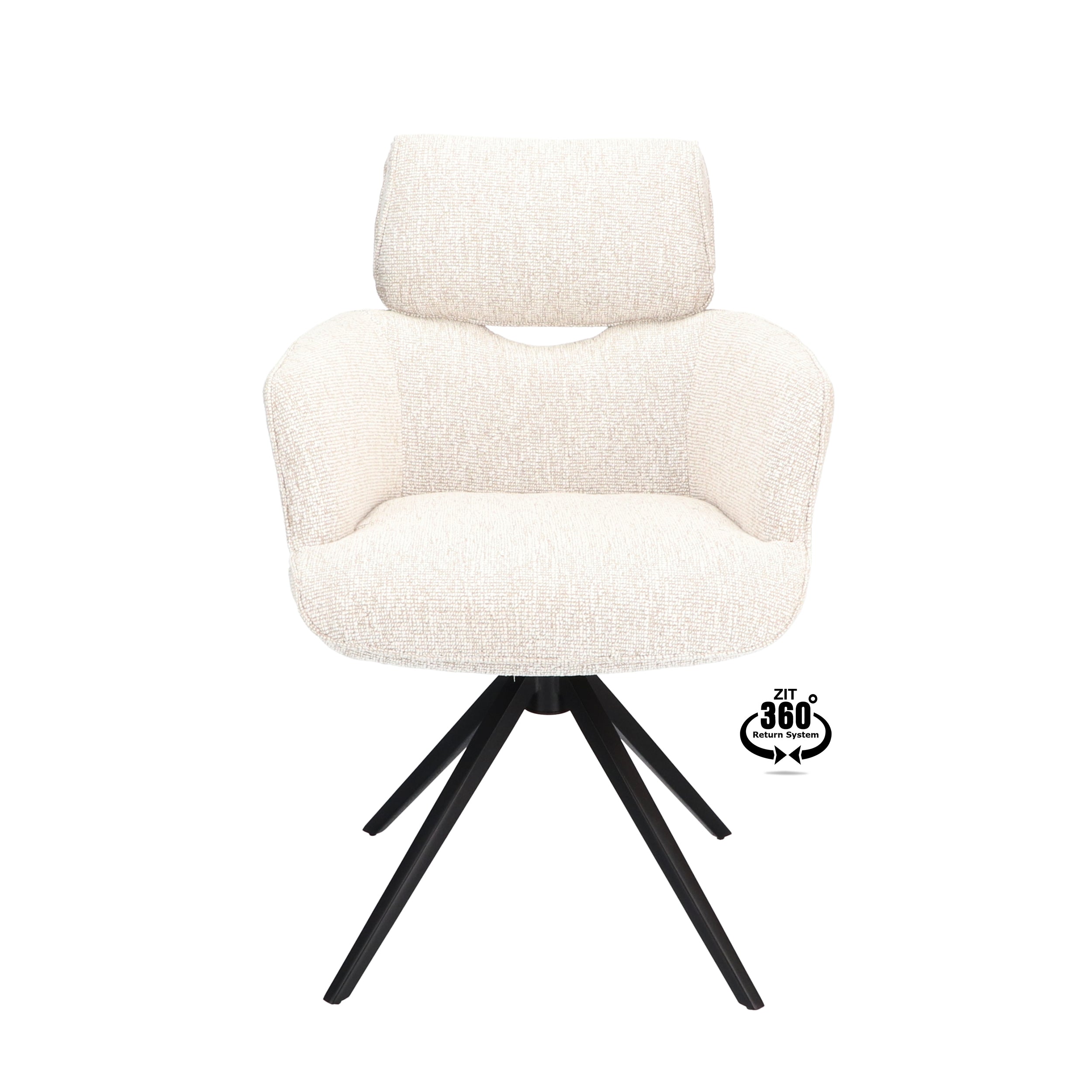Armstoel Bottega Stof Lodge Linen Leg Black 360° Return-system