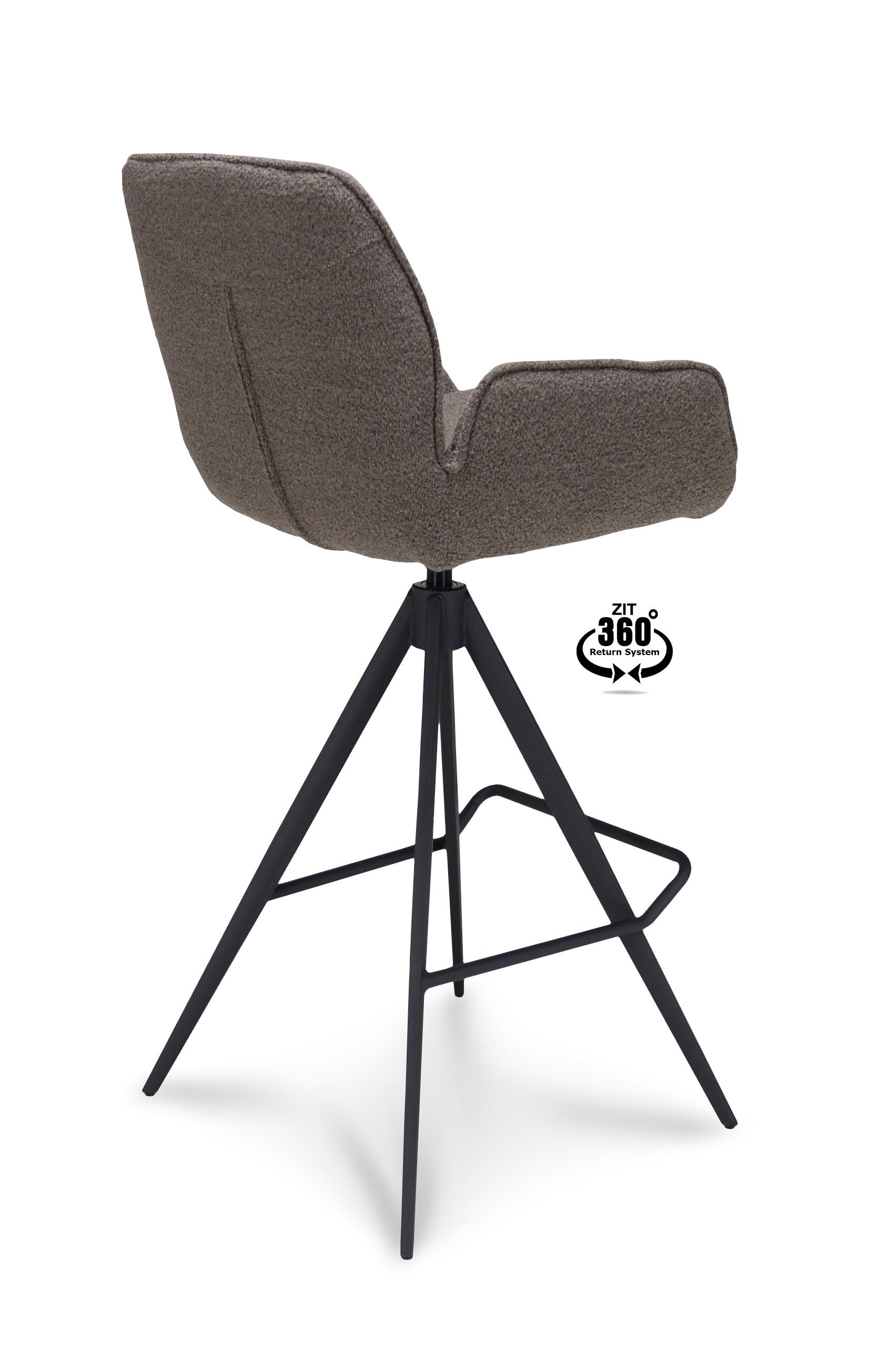 Barkruk met armleuning Bliss - ZH 80 Stof Alpine Bruin Leg Black 360° Return-system