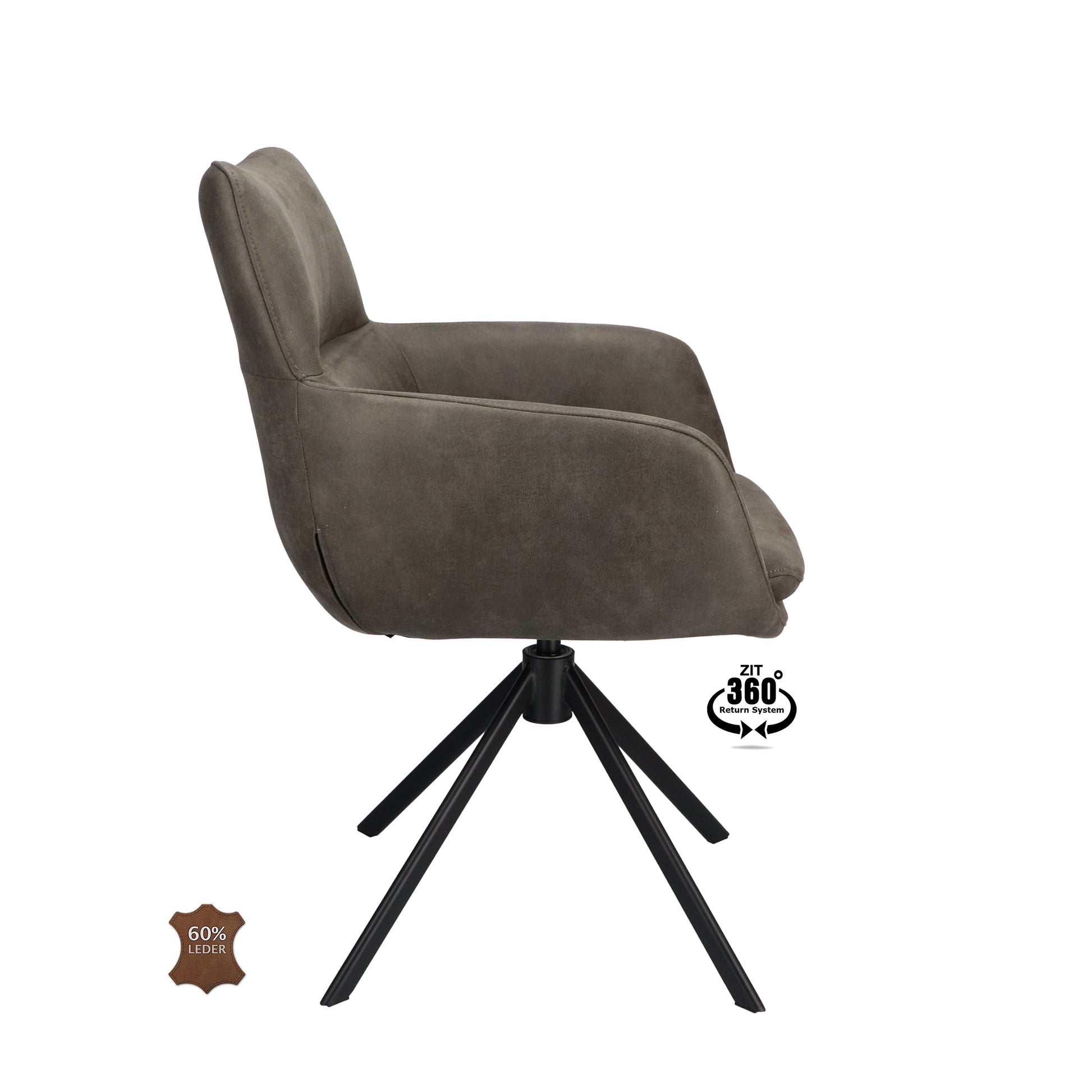 Armstoel Soho Microleder Bull Graphite Leg Black 360° Return-system
