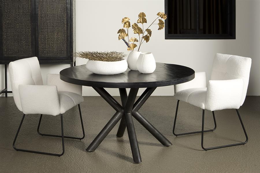 Eetkamertafel – Selva – Zwart – 130 x 130 x 77 cm – Tower Living