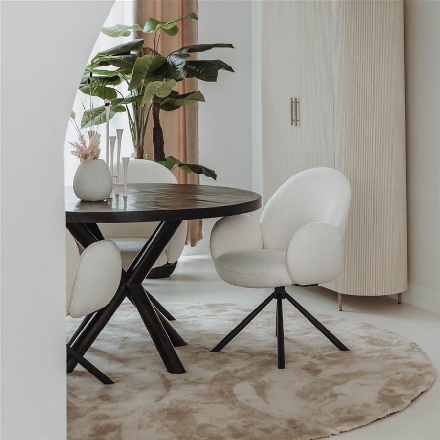 Eetkamertafel – Selva – Zwart – 130 x 130 x 77 cm – Tower Living