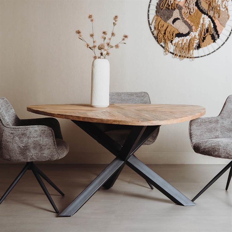 Eetkamertafel – Trivero – Naturel – 150 x 150 x 78 cm – Tower Living