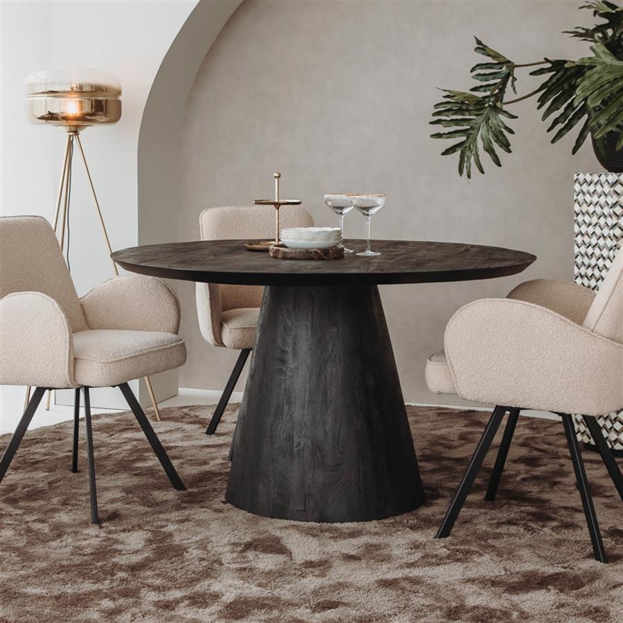 Eetkamertafel – Premana – Zwart – 130 x 130 x 77 cm – Tower Living